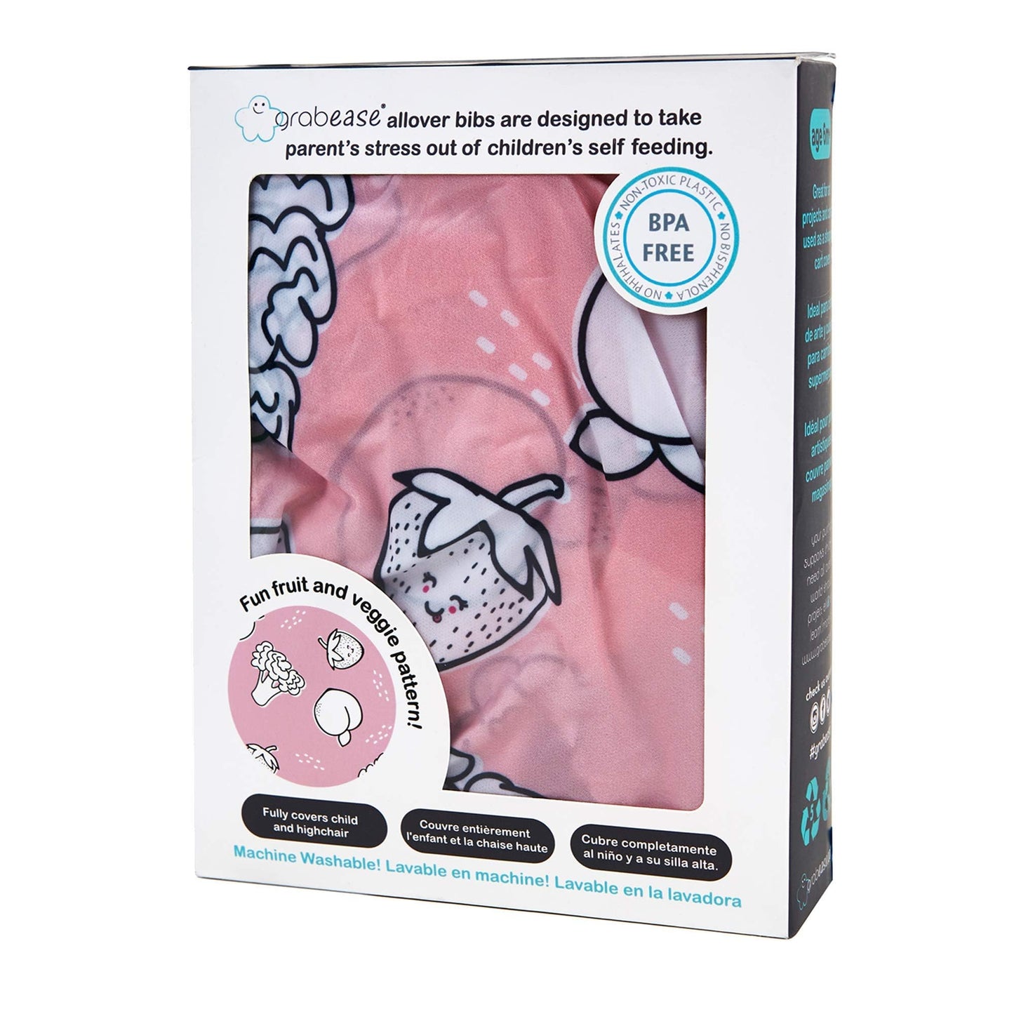 The GRABEASE Allover babero está diseñado para hacer que la autoalimentación sea una brisa para padres e hijos, Rosado