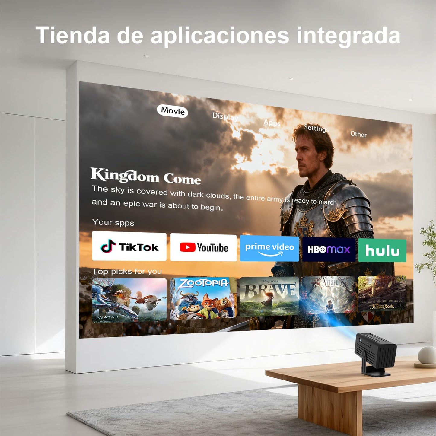 Mini proyectors, proyector portátil 4K, proyector de película Full HD 1080P para Exteriores con WiFi6 y Bluetooth, Enfoque automático con proyector de Aplicaciones Integrado, Compatible con HDMI/USB