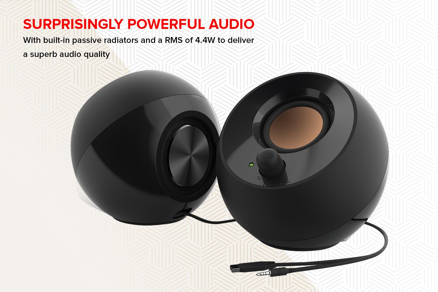 Creative Pebble 2.0 Altavoces de computadora alimentados por USB con Controladores de Campo lejano y radiadores pasivos para PC y portátiles (Blanco)