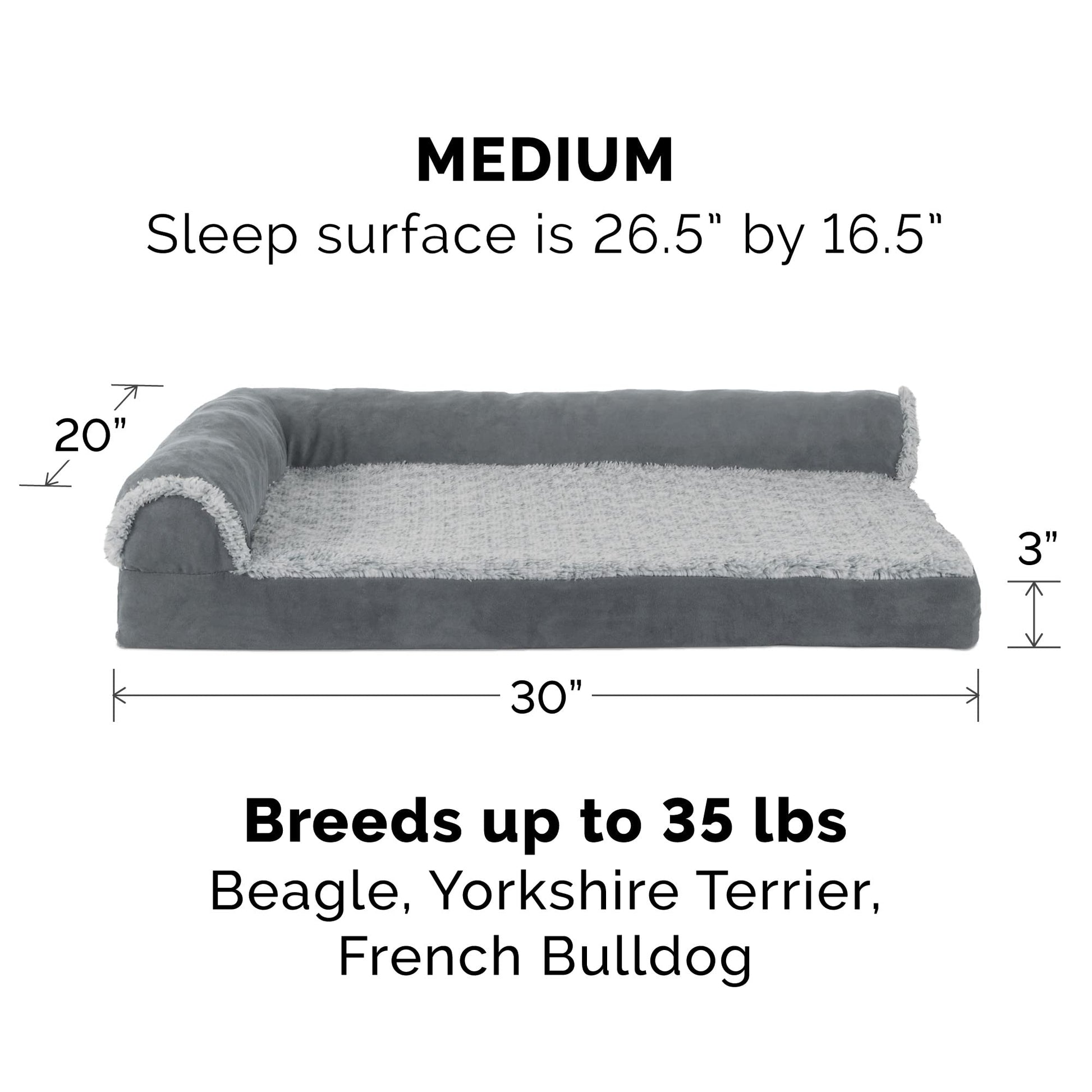 Furhaven - Deluxe - Cama para perros y gatos, gris Stone, tamaño mediano