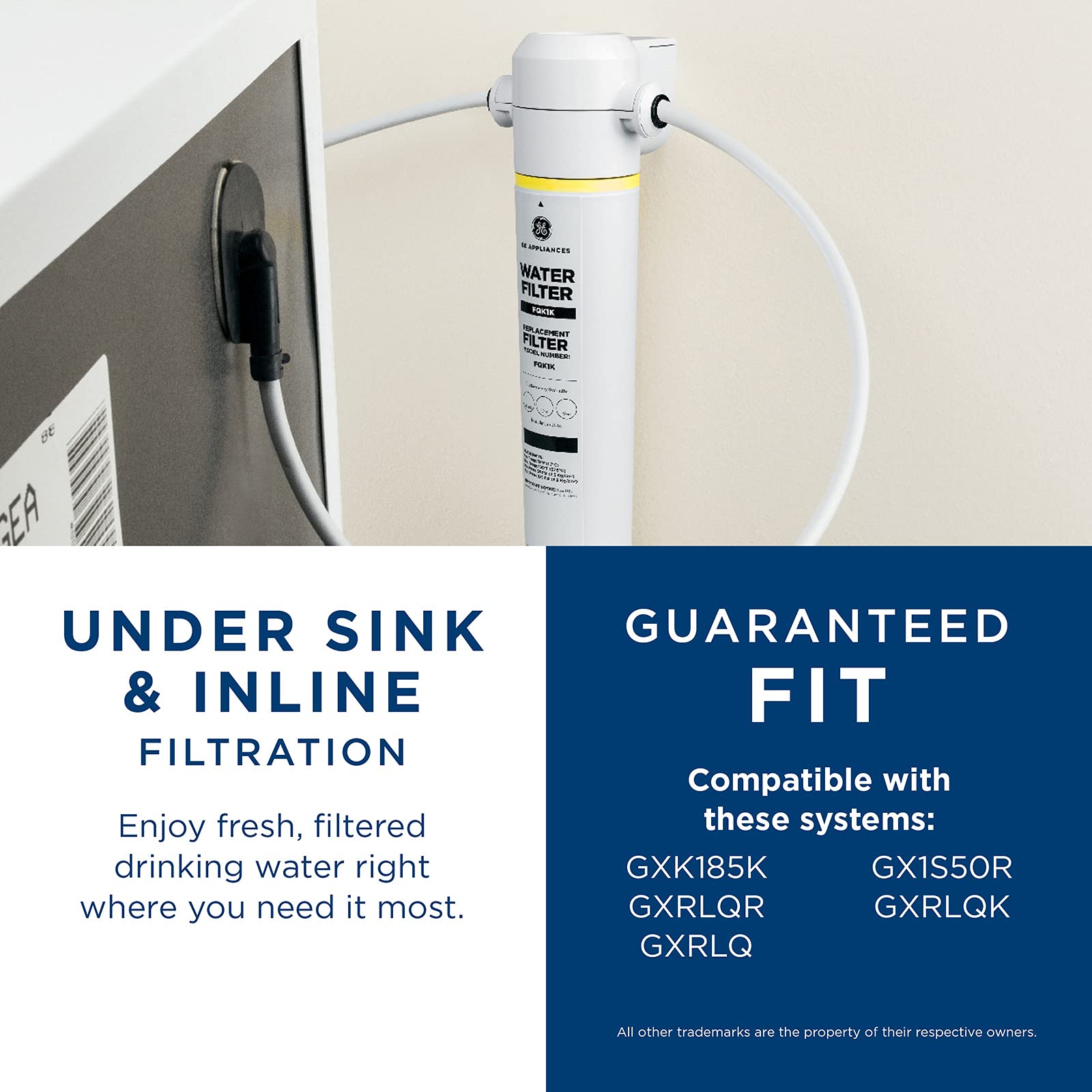 GE FQK1K Filtro de agua debajo del fregadero, repuesto para sistema de filtración de agua, fácil instalación, reduce sedimentos, óxido y otras impurezas del agua, reemplaza cada 6 meses para obtener