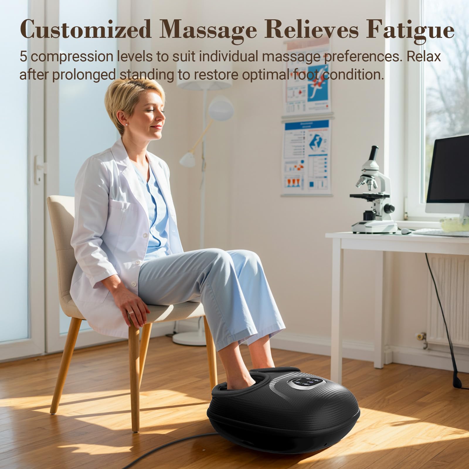 CuPiLo Máquina Masajeador de Pies Shiatsu con Calor, Vibración Ajustable y Compresión para Aliviar el Dolor de Neuropatía, Fascitis Plantar y Tensión Muscular