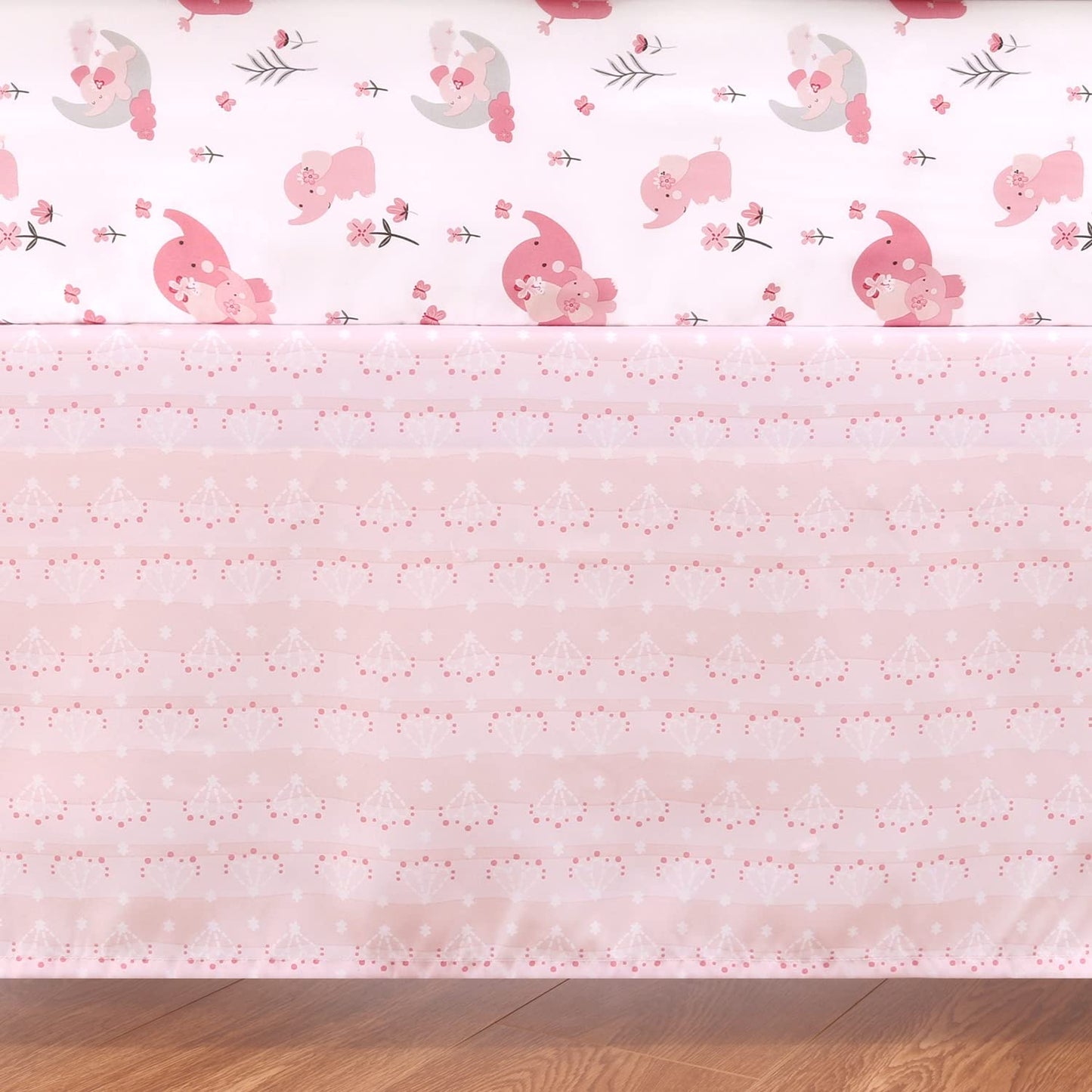 The Peanutshell - Juego de cama de 3 piezas para cuna de bebé para niñas – Juego de cama de bebé recién nacido, bebé y niño pequeño con sábana bajera para cuna, edredón con volantes en polvo