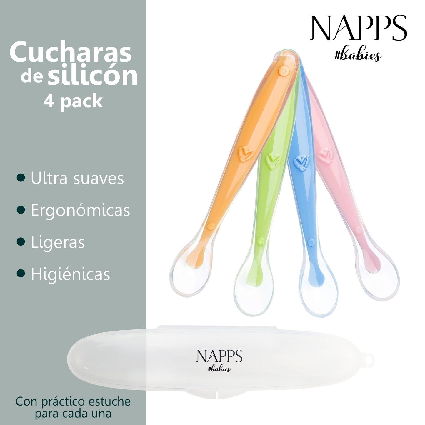 Cucharas silicon 4 pack nappsbabies