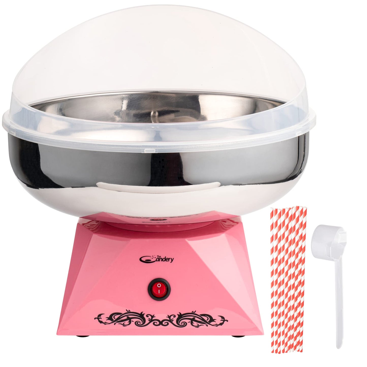 Máquina de algodón para dulces con tazón de acero inoxidable 2.0 – Máquina de algodón para dulces de 10 conos y cuchara de azúcar, máquina de algodón para el hogar para niños, fiesta de cumpleaños,