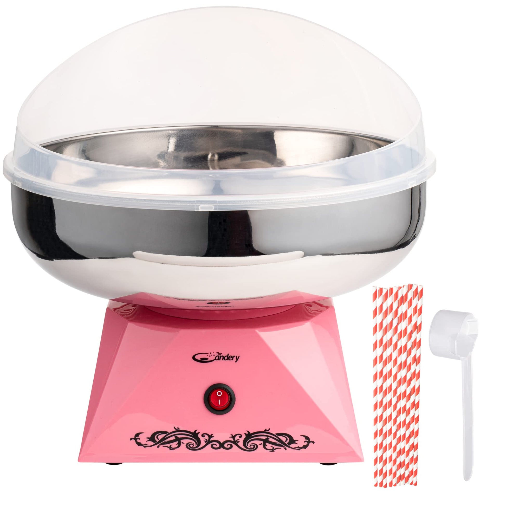 Máquina de algodón para dulces con tazón de acero inoxidable 2.0 – Máquina de algodón para dulces de 10 conos y cuchara de azúcar, máquina de algodón para el hogar para niños, fiesta de cumpleaños,
