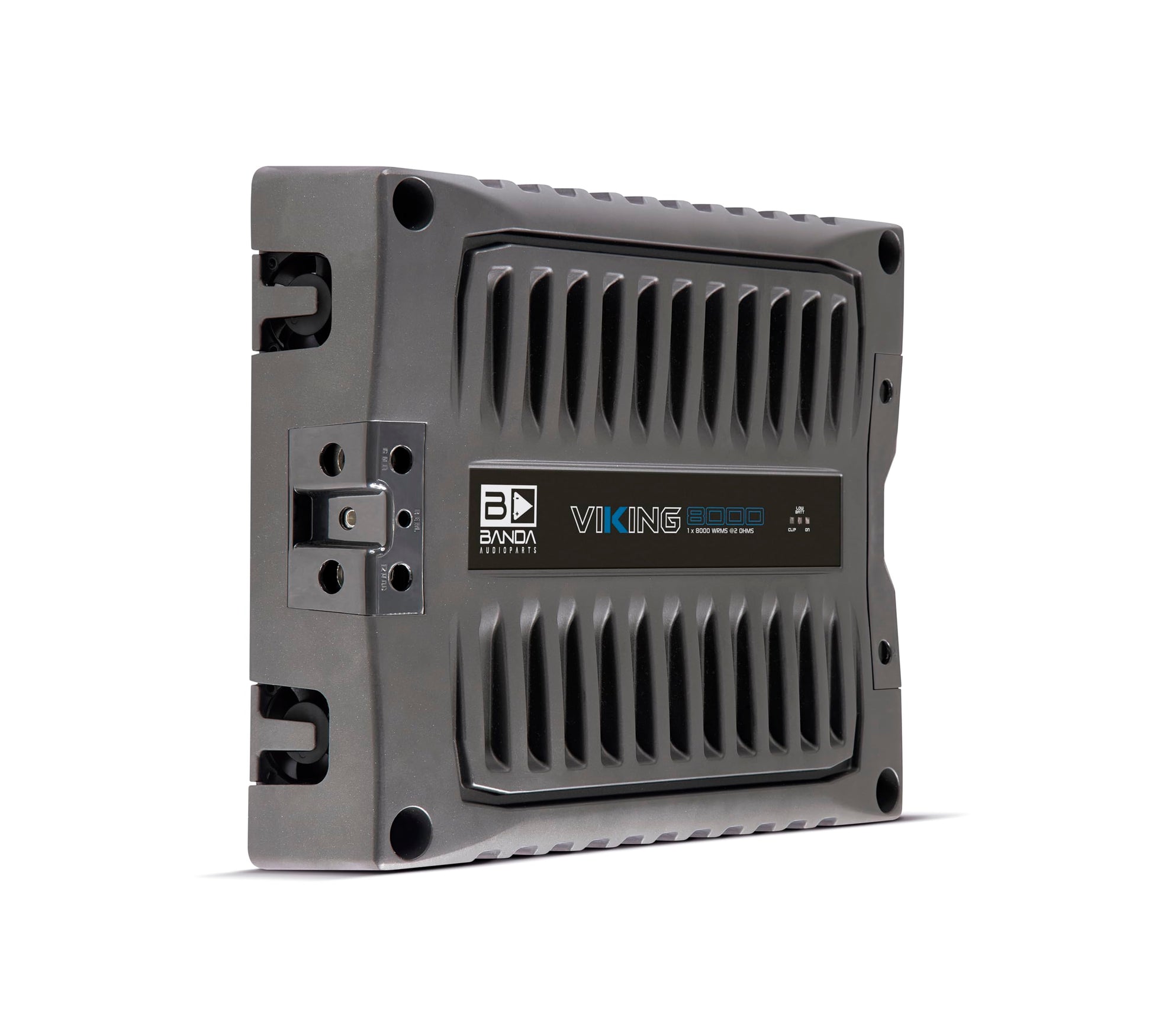 Banda VIK8000.2BK - Amplificador de Coche Altavoz de Audio de 2 ohmios, Rango Completo, Nuevo Viking 8000 vatios Rms, indicador LED de Sonido especializado chasis de Aluminio, Negro