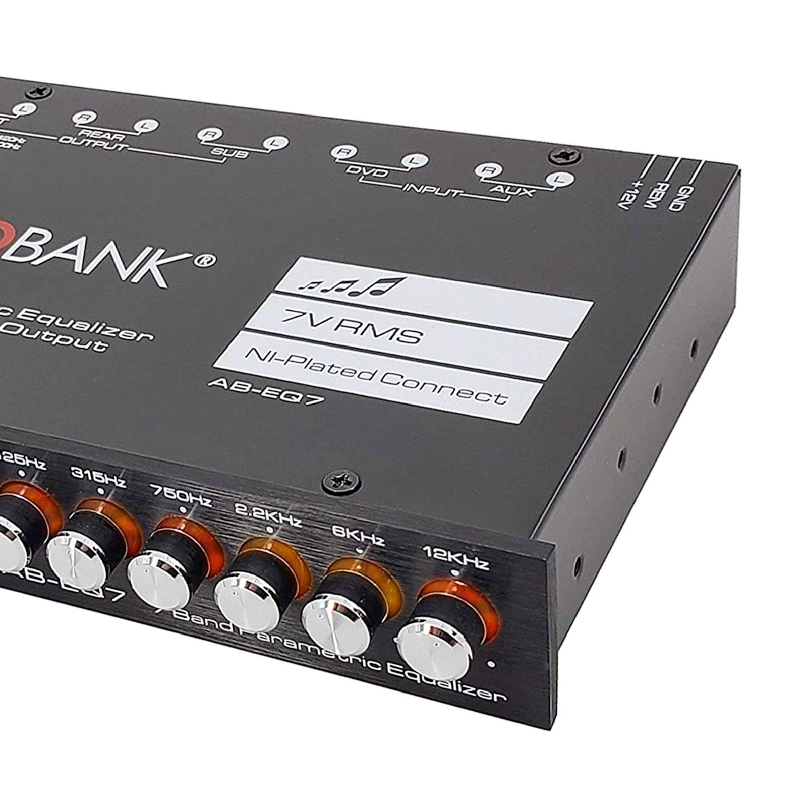 Ecualizador de Audio Audiobank 7 Bandas Ajustable para Coche con Salida de Subwoofer 43-120Hz