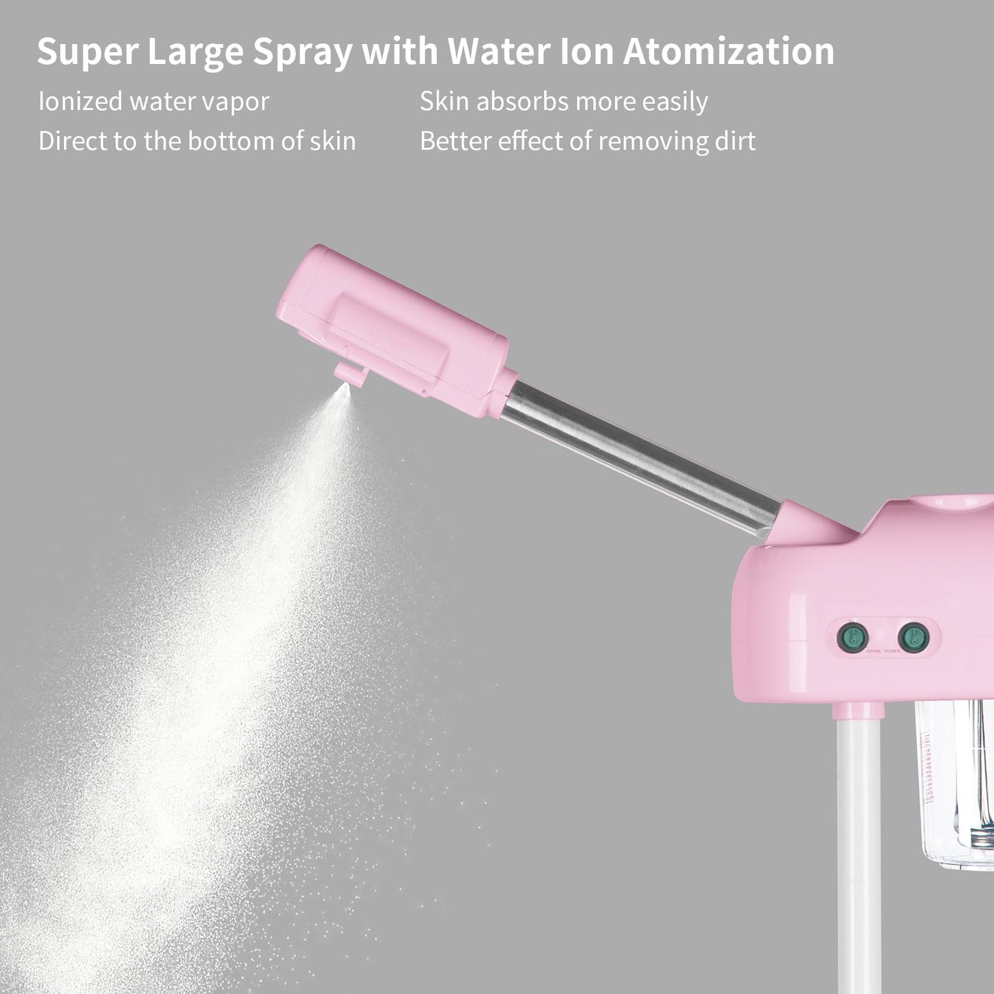 AceFox Vaporizador Facial Profesional, Vaporizador Facial con Ozono, Rosa, Rejuvenecedor