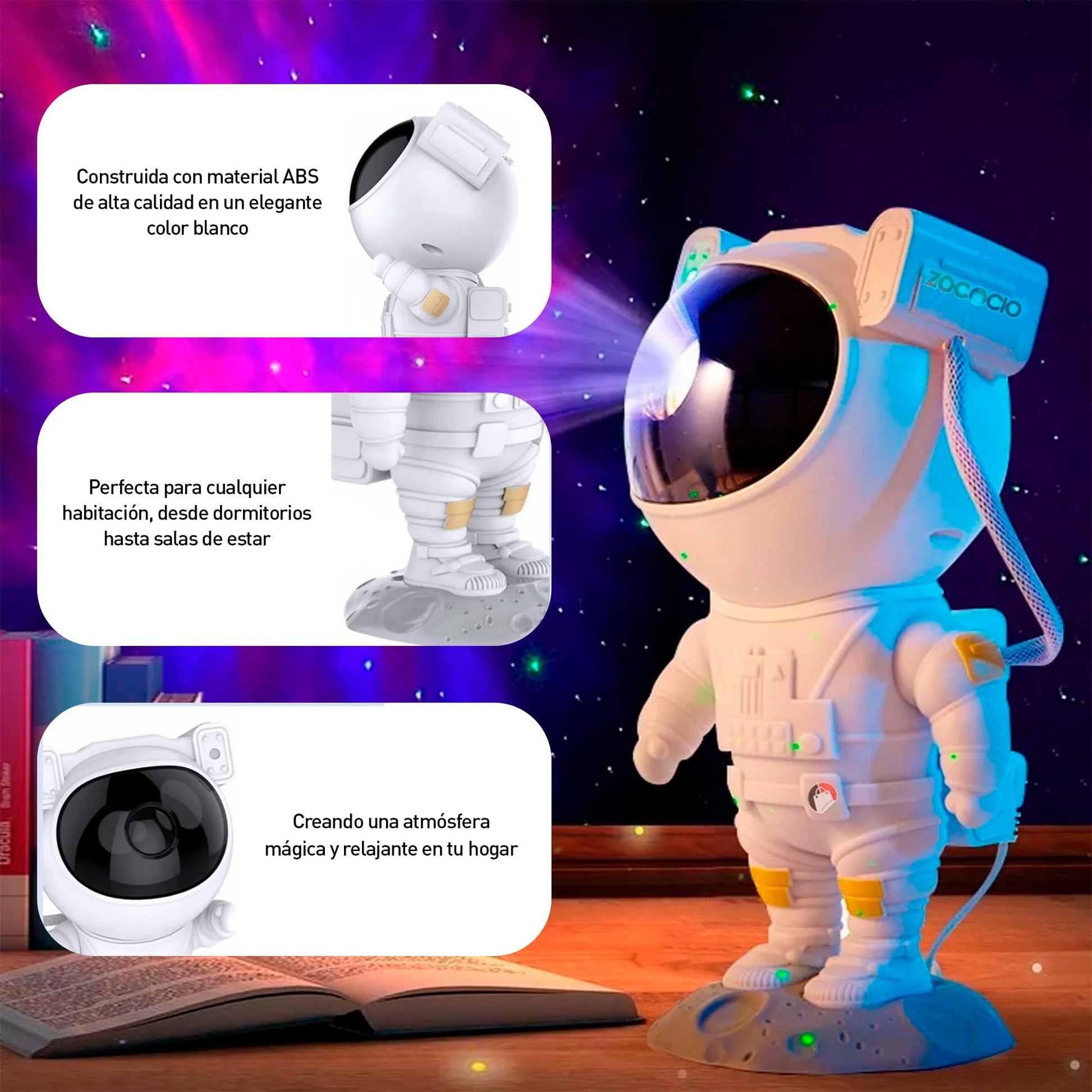 Bluelander Astronauta Proyector de Estrellas, Mini Proyector, Astronauta 12*11.3*22.8 cm, Control Remoto, Luces Estrellas, Adecuado para Niños, Regalo Ideal, Función de Temporizador, Ángulo Ajustable