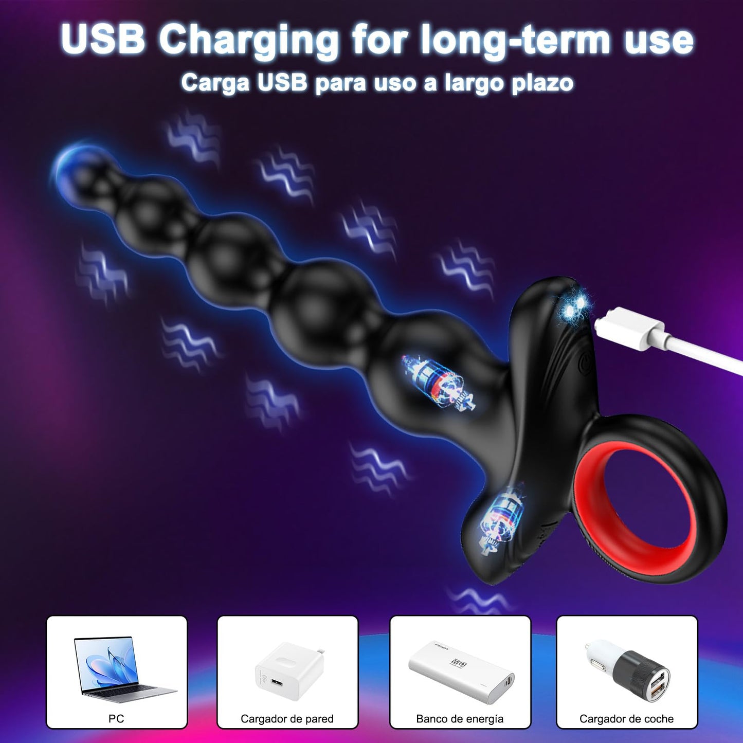 Vibrador Anal ZEZELIFE Negro 9 Modos USB Recargable para Hombre y Mujer