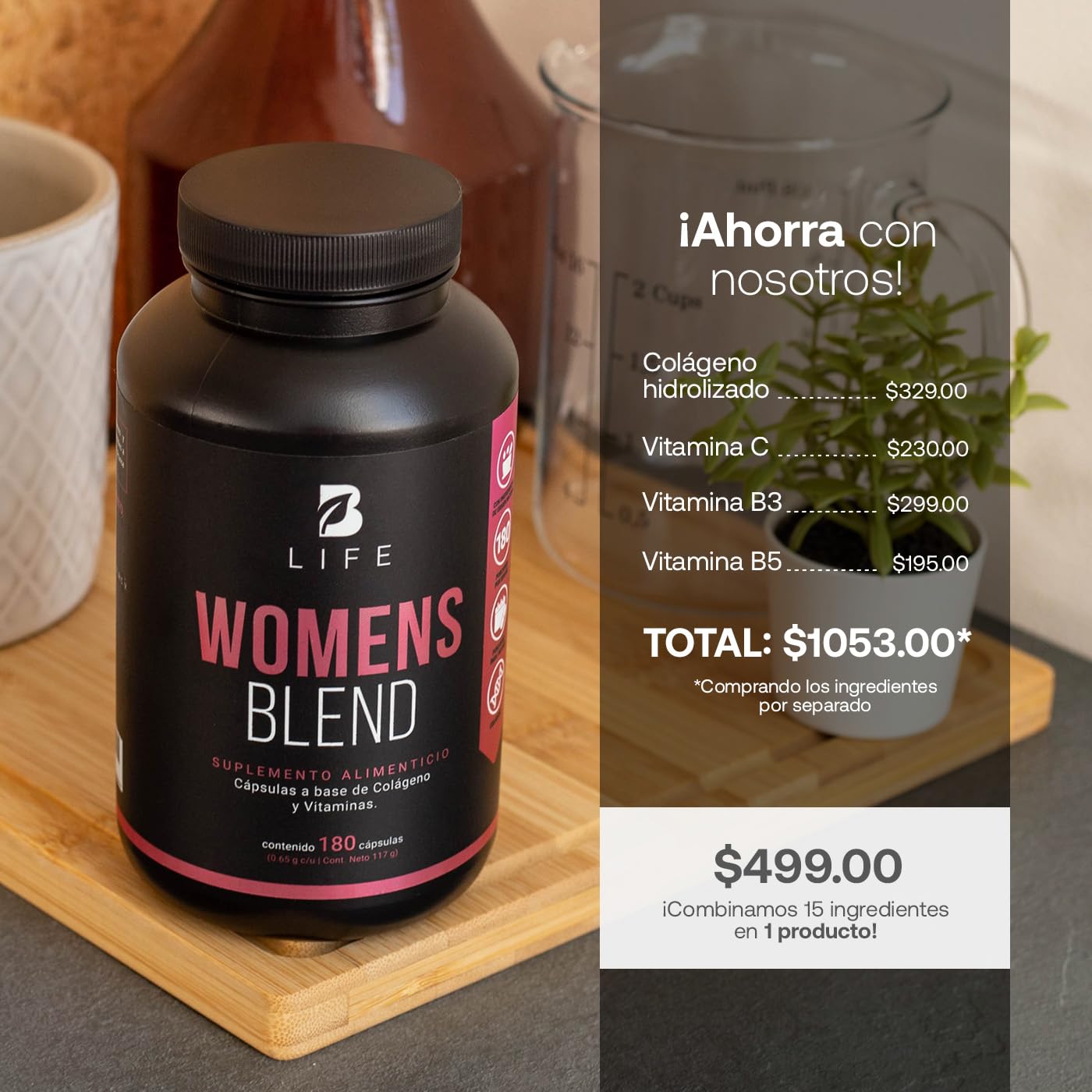 Multivitamínico B Life Womens Blend Natural 200 Cápsulas para Mujer