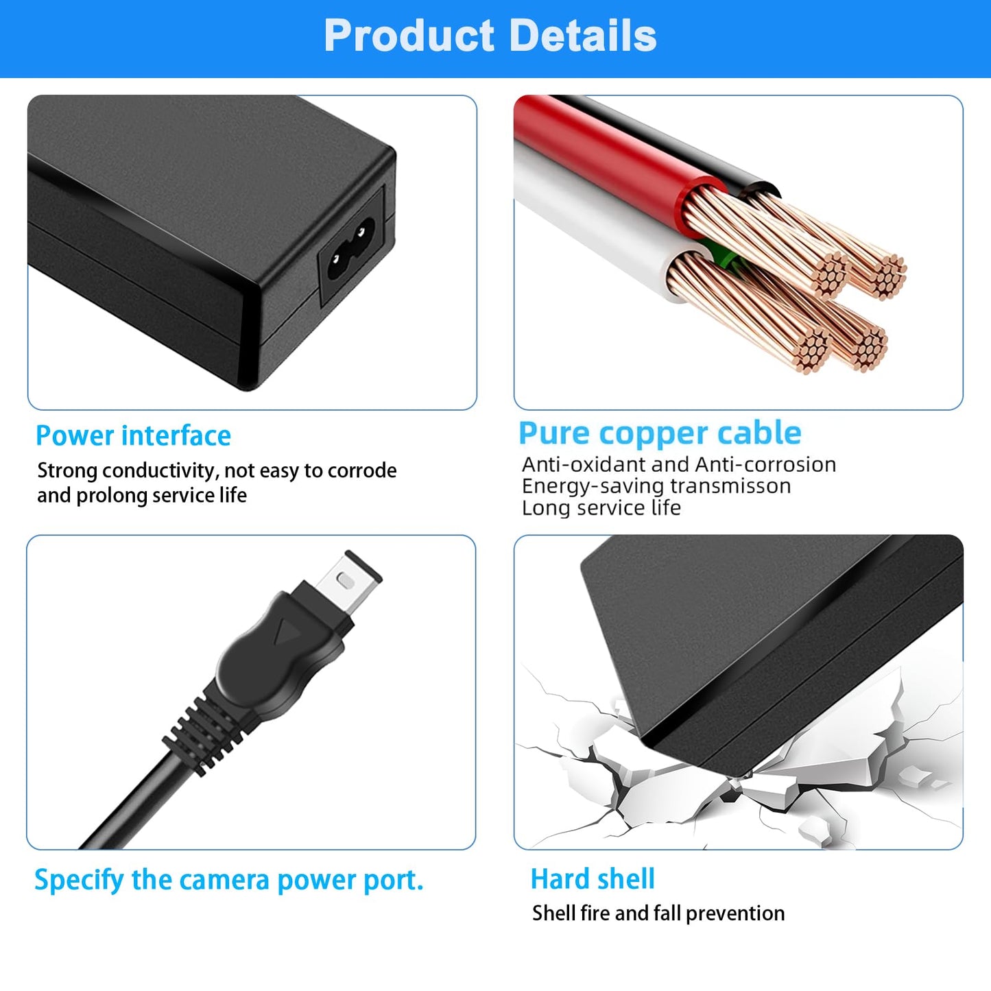 TKDY AC-L100 para Sony Handycam Cargador de cable de reemplazo AC-L10A L10B L15A L15B L100A L100B L100C Adaptador de CA, compatible con Sony Hi8 CCD-TRV128 TRV103 TRV130 TRV150 TRV108 TRV308, etc.