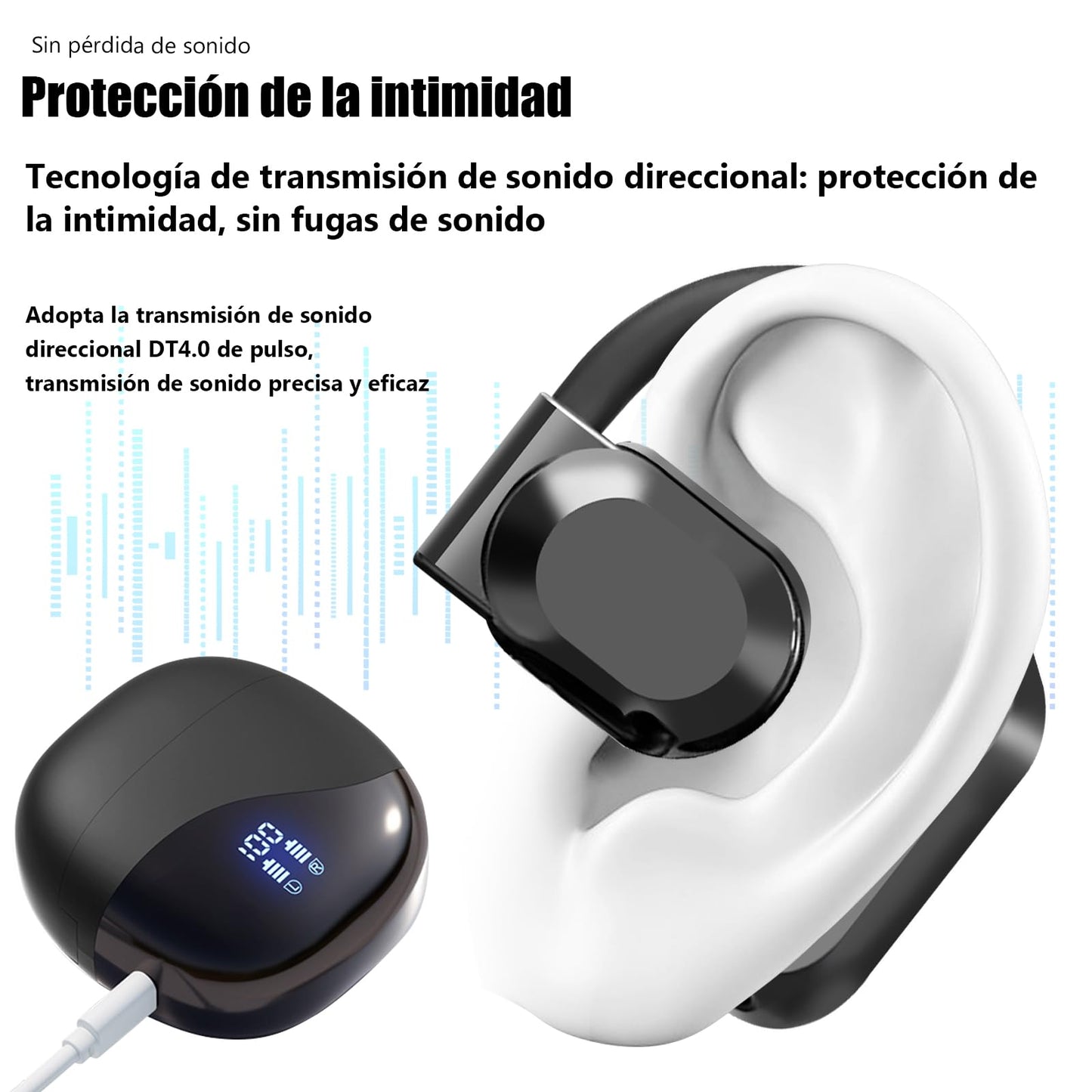 Audífonos Traductor Automática AI Negro con 144 Idiomas Bluetooth 5.4 para Viajes, Negocios y Aprendizaje