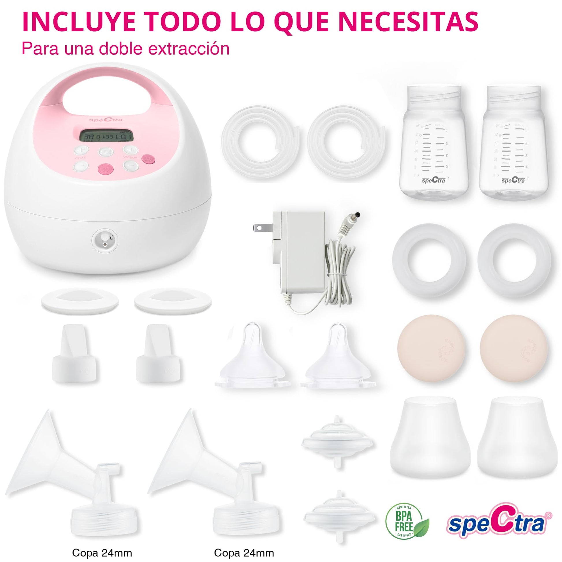 Extractor de Leche Eléctrico Doble Spectra S2 Plus Grado Hospitalario Sistema Cerrado Original