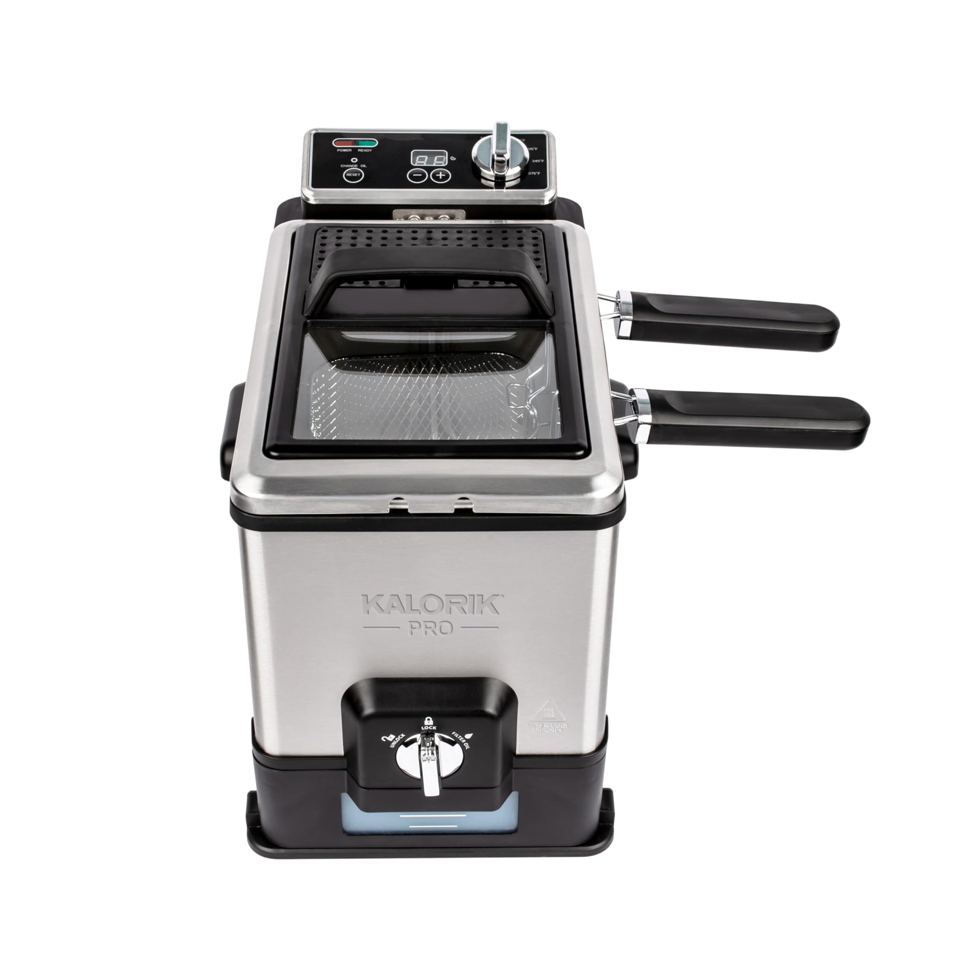 Kalorik Pro - Freidora de triple cesta de 4.2 cuartos con filtración de aceite, acero inoxidable (KPRO FT 42777 SS)