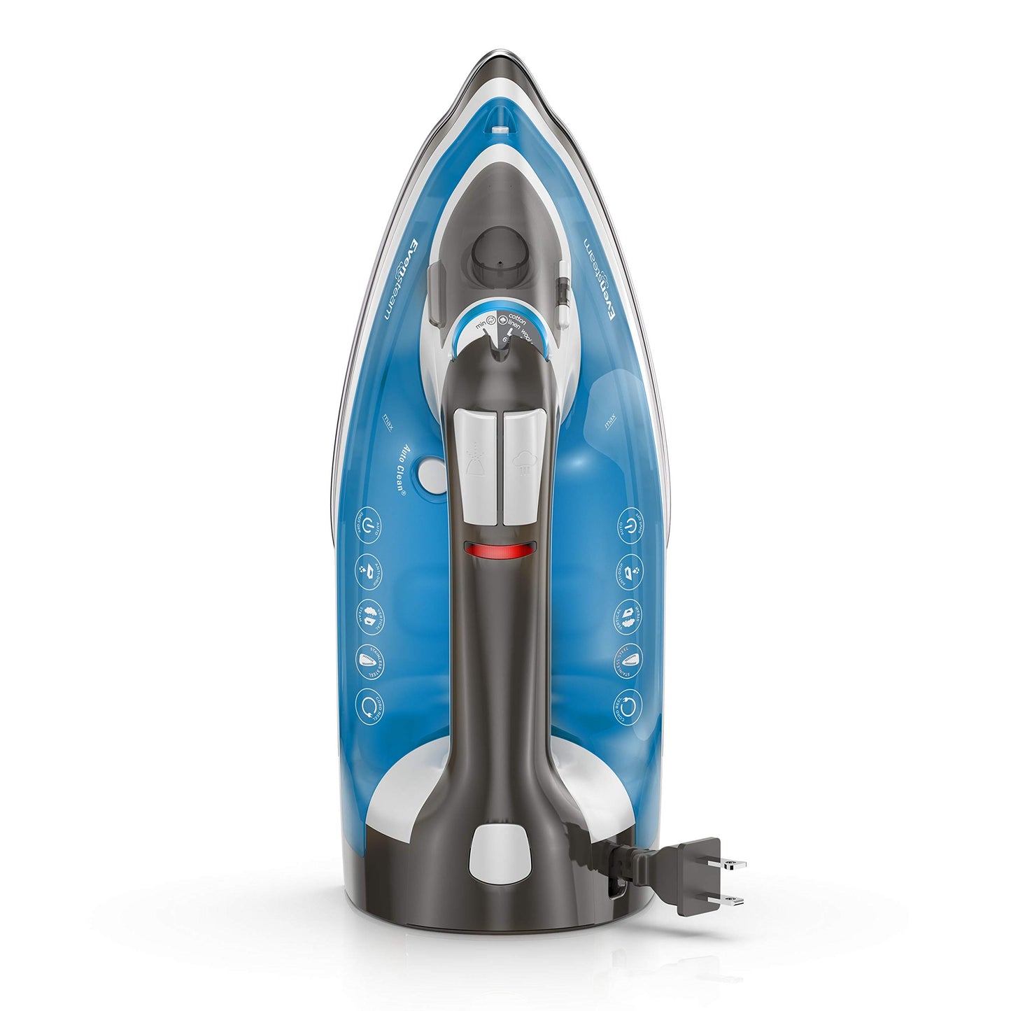 ICR19XS - Plancha de vapor con suela antiadherente y carrete de cuerda, color negro y gris