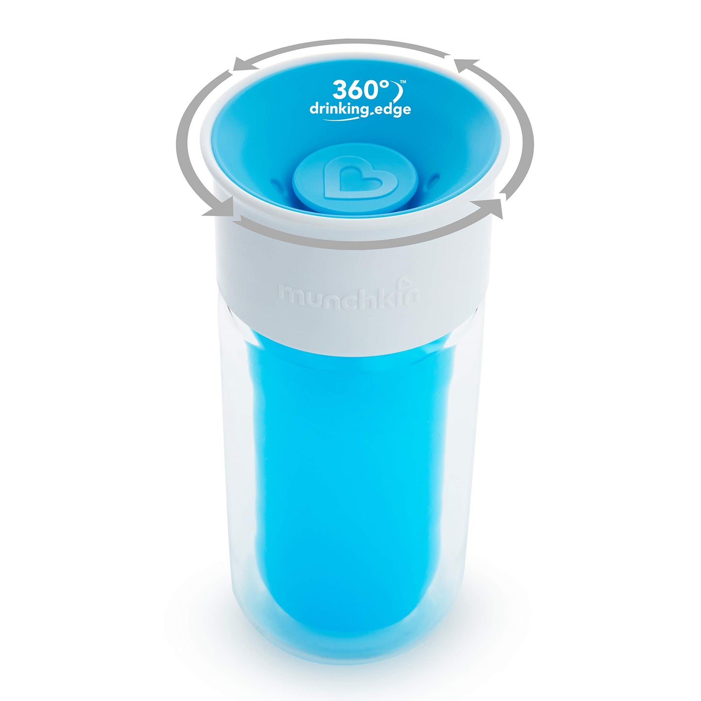 Munchkin Miracle 360 Taza con aislamiento térmico, incluye pegatinas para personalizar la taza, 10 oz, azul