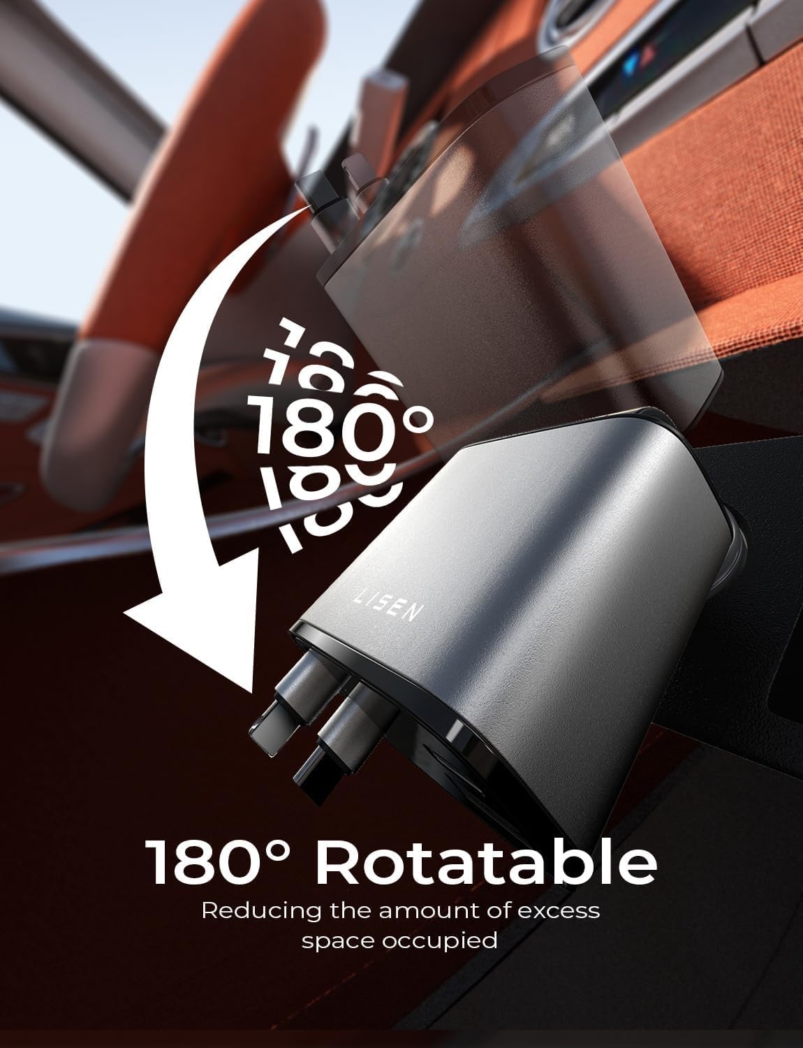 LISEN 69W Cargador para Auto Retráctil [USB 4 en 1] Accesorios para Auto iPhone16 Cargador de Car Carga Rapida, Accesorios iPhone, Compatible con iPhone 16/15/14/13/12, Galaxy S25/S24 Ultra, Xiaomi