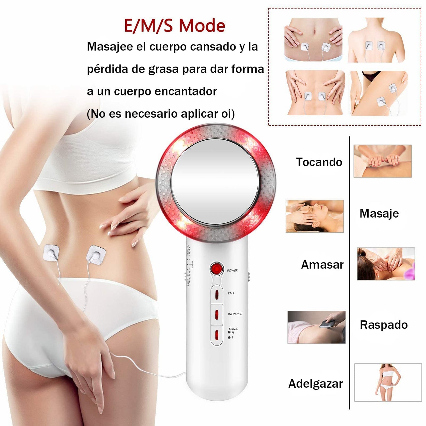 Yostyle Masajeador de Celulitis 3 en 1, masajeador de Celulitis EMS para Cuerpo, Masajeador ultrasónico Multifuncional para Brazos, Abdomen, Facial, Cintura, Piernas y Espalda