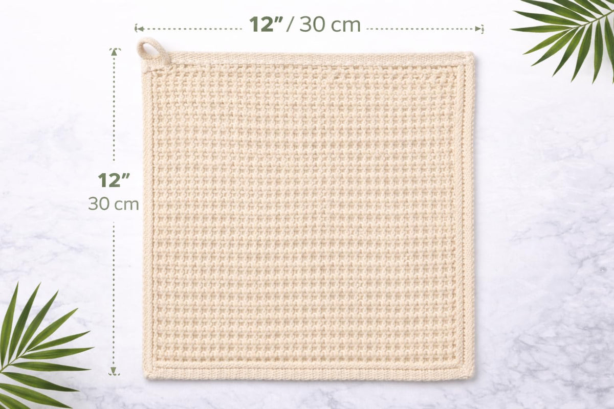 URBLUX - Paño exfoliante de cáñamo (paquete de 3), paño exfoliante corporal de doble cara, paño exfoliante natural para cara y cuerpo, alternativa de esponja de baño, secado rápido, 12 x 12 pulgadas
