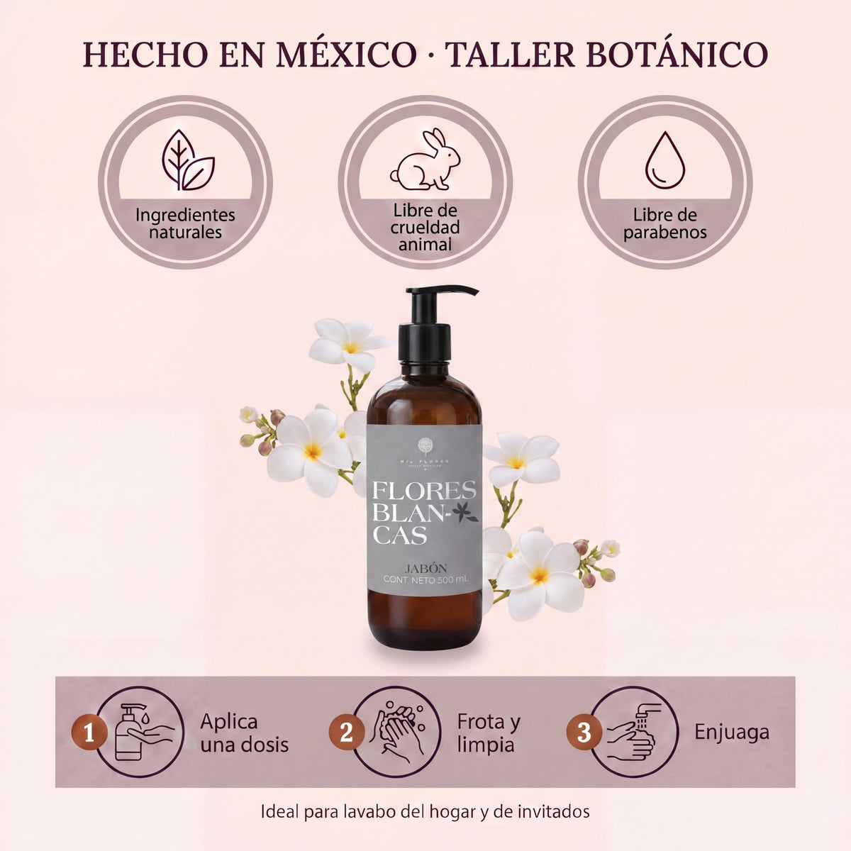 Mil Flores — Jabón Líquido Premium para Manos 500 ml FLORES BLANCAS | Ritual de Aromaterapia | Hidrata y Cuida la Piel | Esencias 100% Naturales
