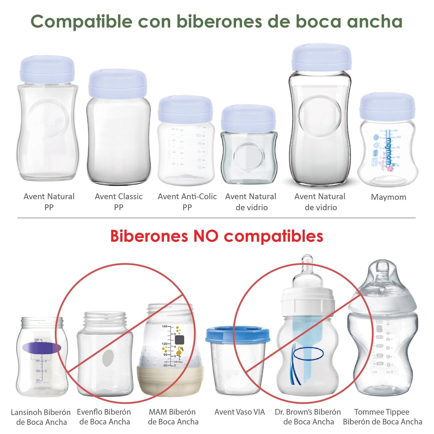 Tapas de viaje Maymom compatibles con biberones Avent; la tapa reemplaza el aro roscado y el disco de sellado de biberones Avent Natural; compatibles con biberones Avent Anti-Colic de polipropileno, biberones de vidrio Avent, biberones Avent PP, repuesto