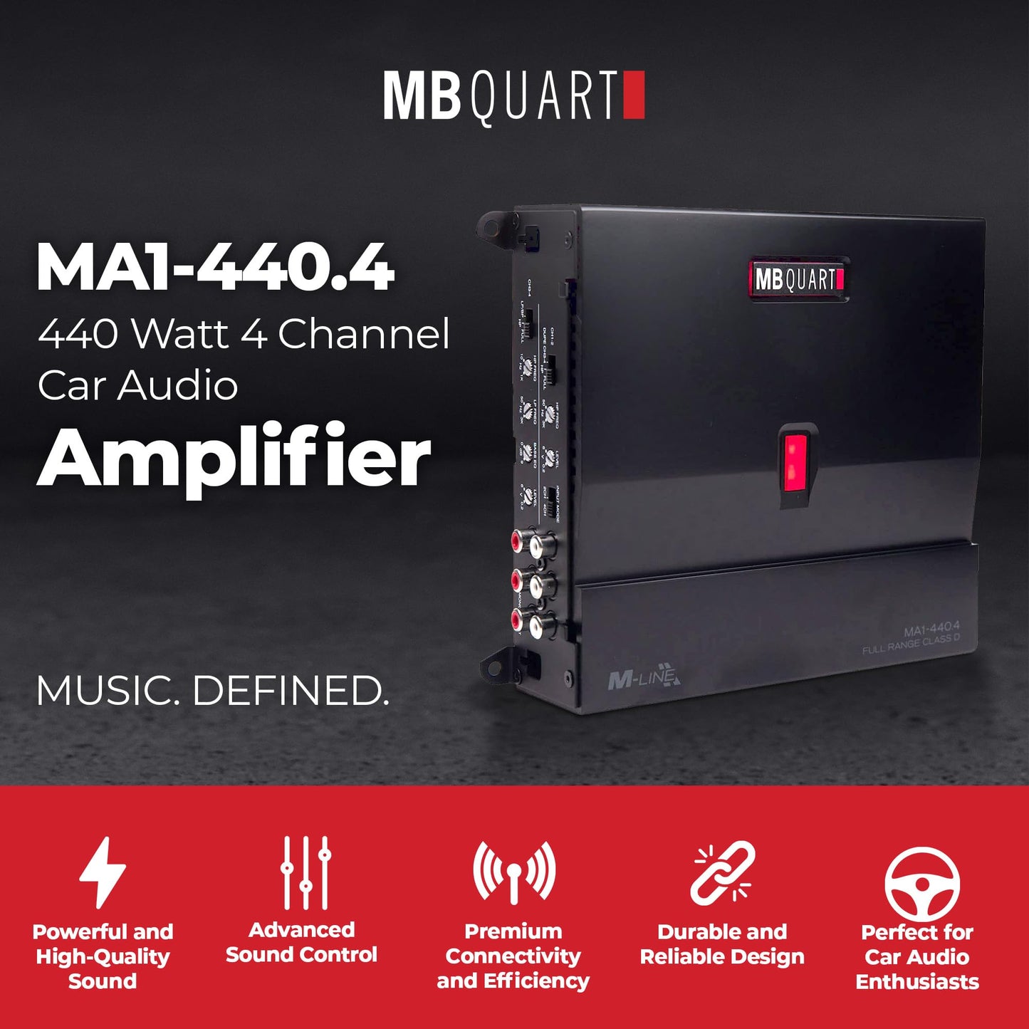 Amplificador de Audio para Coche MB Quart Negro 440 W 4 Canales Clase Digital D