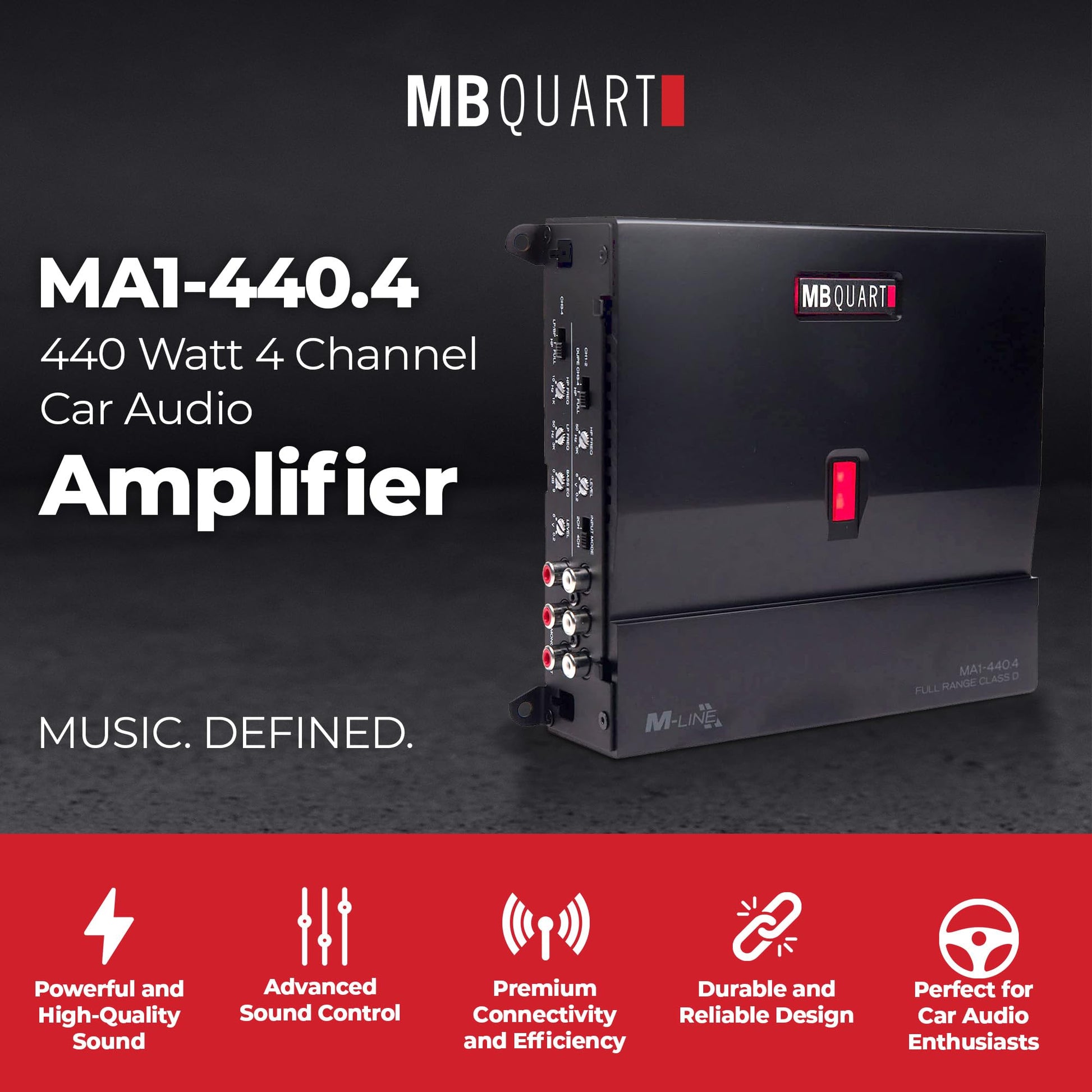 Amplificador de Audio para Coche MB Quart Negro 440 W 4 Canales Clase Digital D