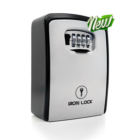 Iron Lock – Caja de cerradura de combinación de 4 dígitos, caja de bloqueo de llave montada en la pared, caja de seguridad impermeable para interiores y exteriores, interruptor A/B, Gris-XXL