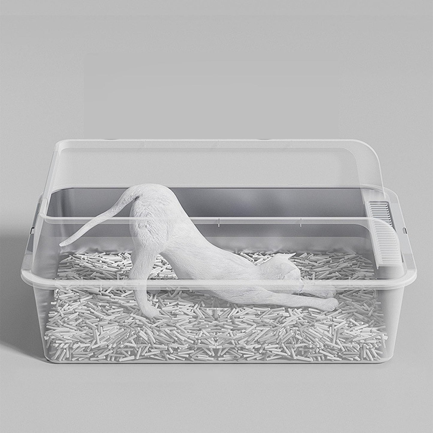 Caja de Acero Inoxidable Antiadherente Zunate Grande con Tapa para Gatos