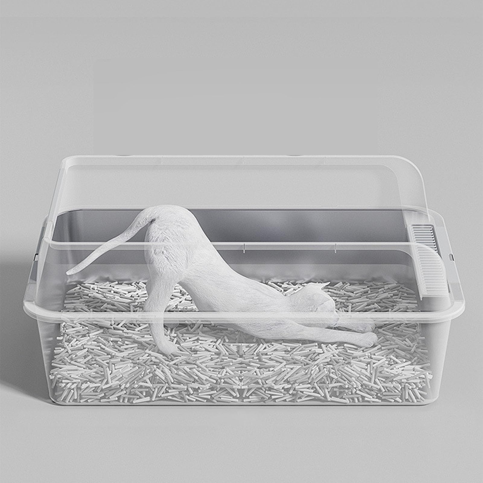 Caja de Acero Inoxidable Antiadherente Zunate Grande con Tapa para Gatos