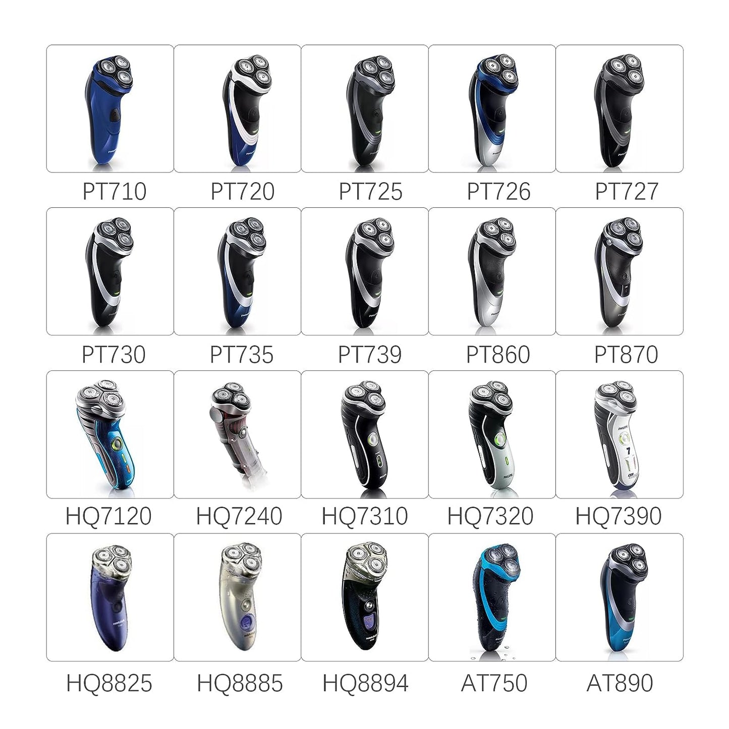 HQ8 - Cabezales de repuesto para afeitadora Philips Norelco OEM, cuchillas HQ8, compatibles con afeitadoras Philips Norelco y Aquatec, 6 unidades