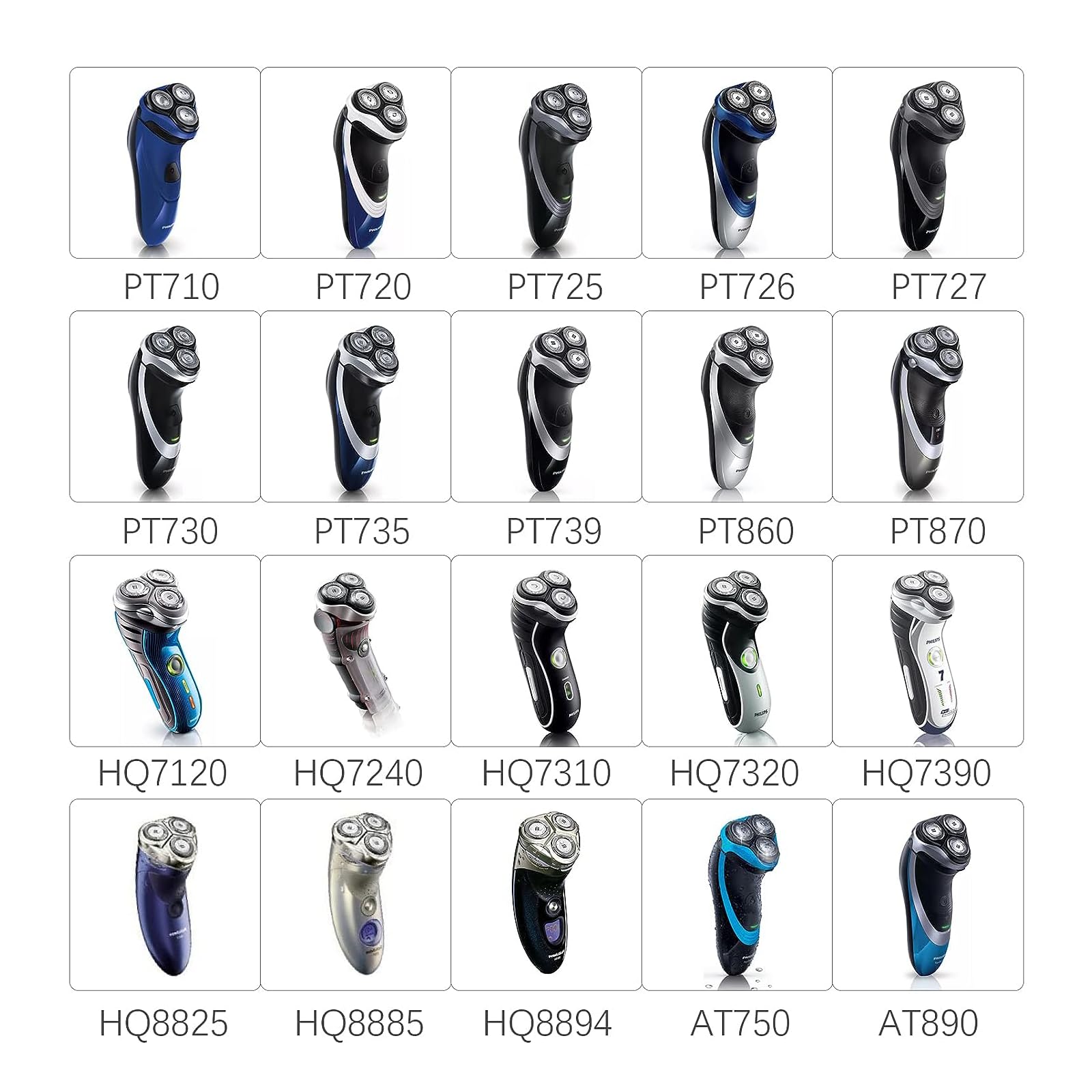 HQ8 - Cabezales de repuesto para afeitadora Philips Norelco OEM, cuchillas HQ8, compatibles con afeitadoras Philips Norelco y Aquatec, 6 unidades