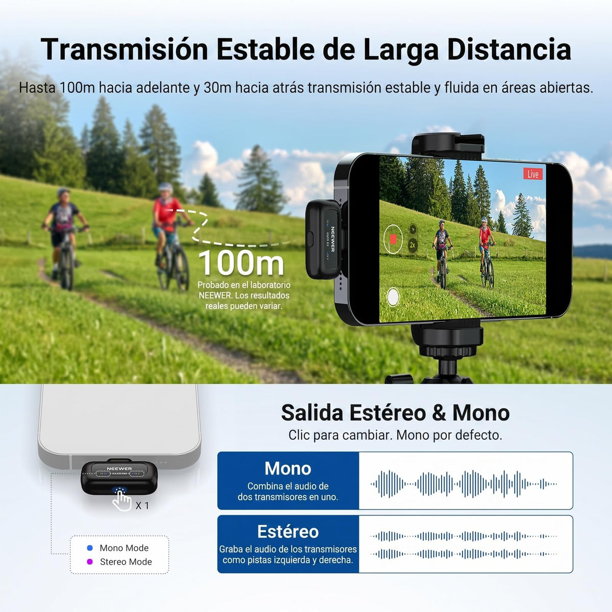 Micrófono Mini NEEWER KM19 Negro Compatible con iPhone 18 Pro/Pro MAX 17 16