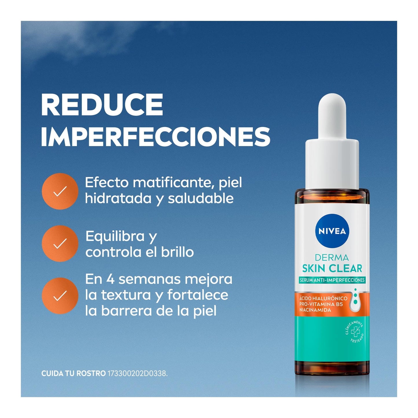 NIVEA Derma Skin Clear Serum Anti-Imperfecciones 30ml Ácido Hialurónico, Pro-Vitamina B5 y Niacinamida