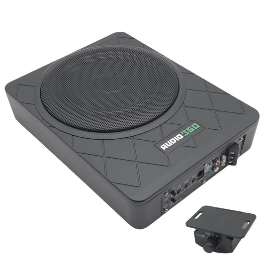 Subwoofer Amplificado AUDIO360 AD1500US Negro, 1500 W, Diseño Compacto para Autos