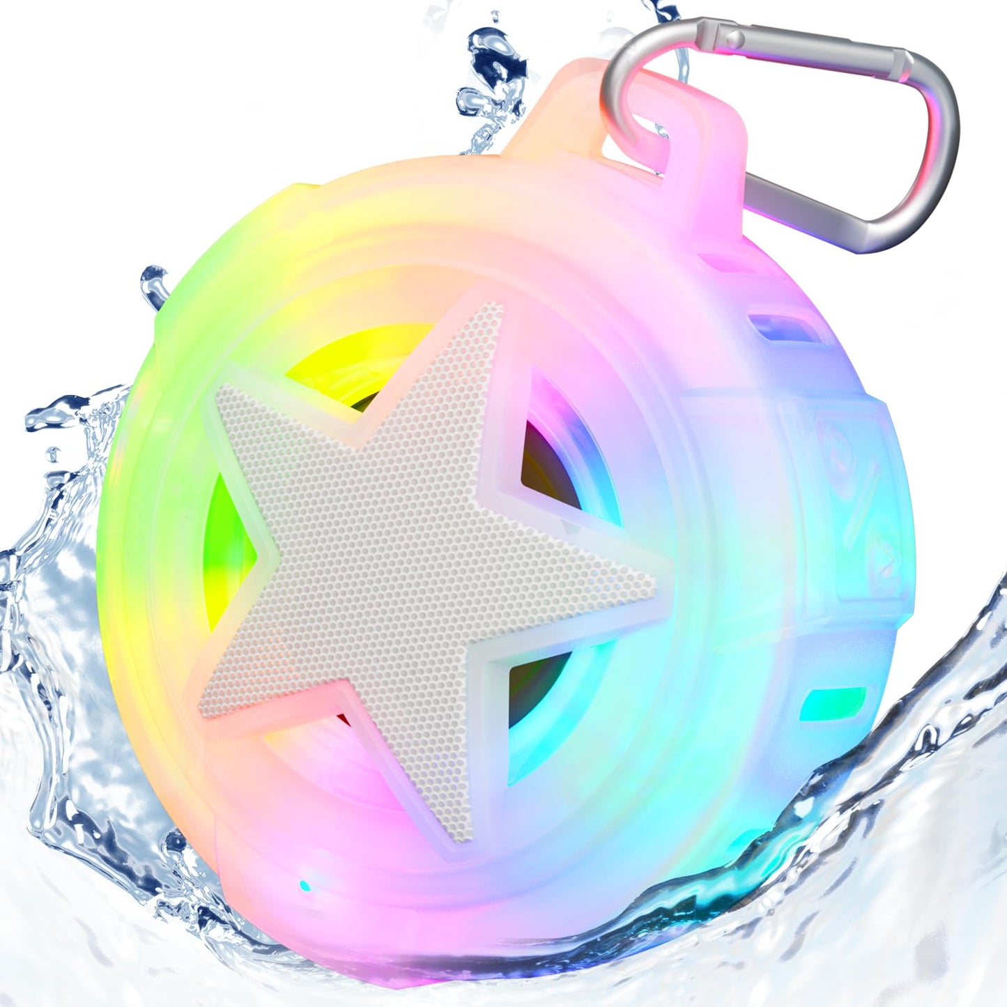 EBODA - Altavoz de ducha Bluetooth IP67 impermeable portátil, flotante, tarjeta TF, pequeño altavoz al aire última intervensión con luz LED para bicicleta, playa, tabla de remo, kayak, regalos para