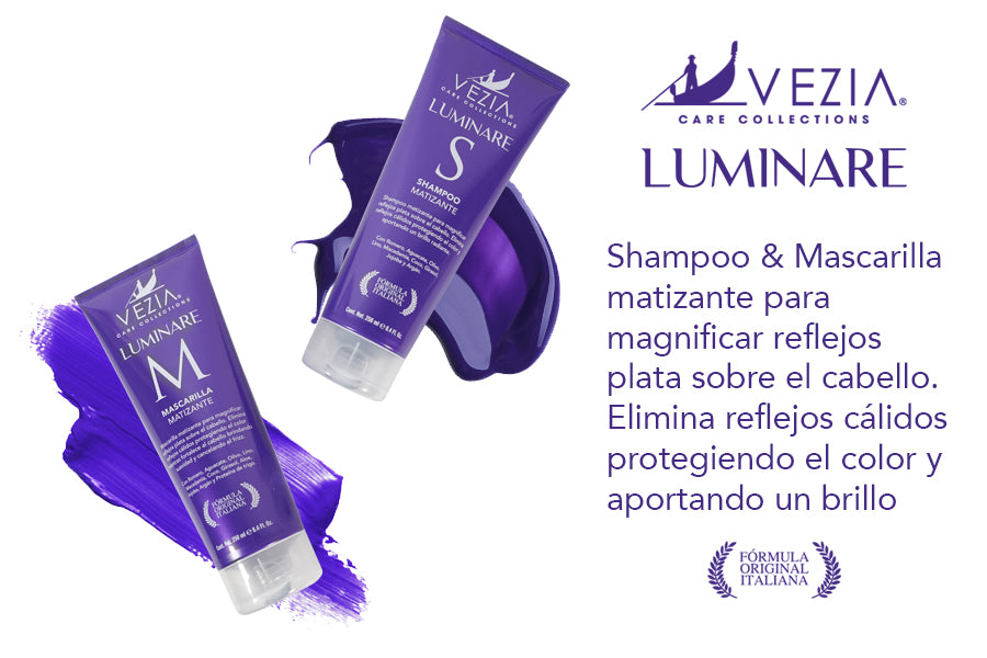 Kit Shampoo Matizante Vezia Luminare y Acondicionador para Mechas y Canas 300 ml