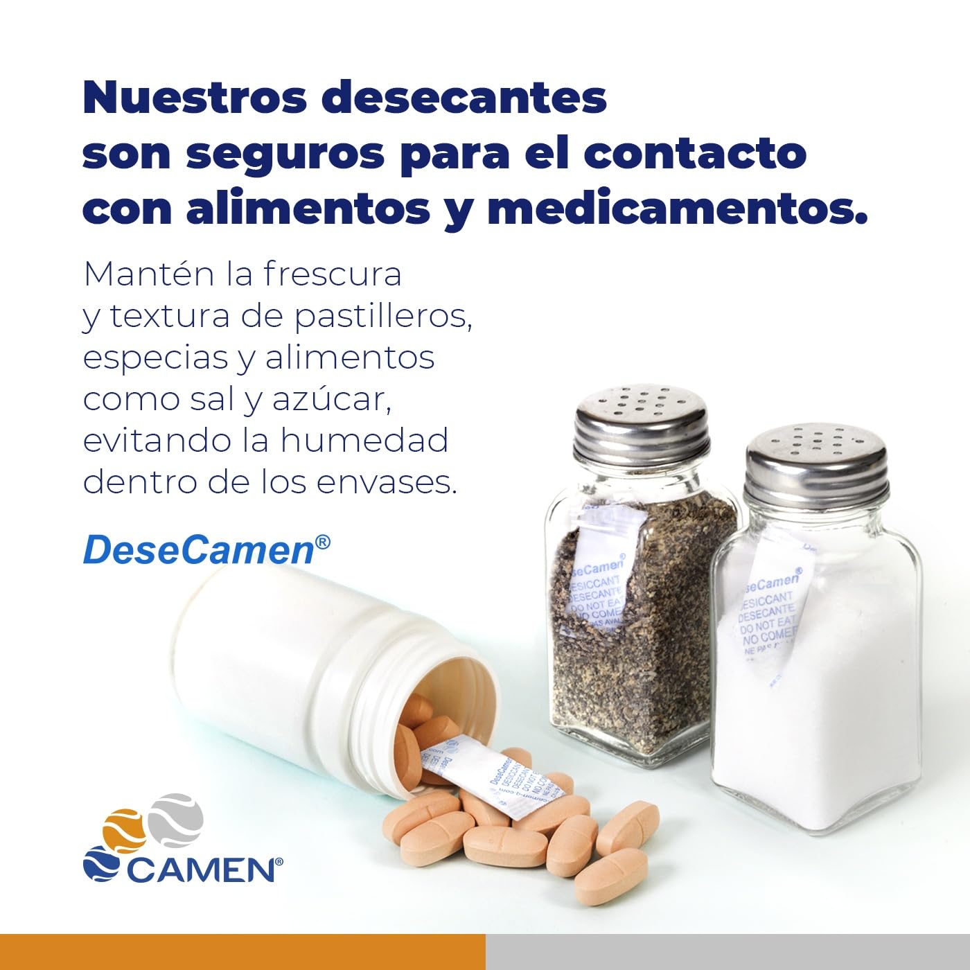 [1,000 Sobres] Silica Gel 1g - Alimentos y Medicamentos - Elimina Humedad, Moho y la Oxidación - FDA Approved - DeseCamen