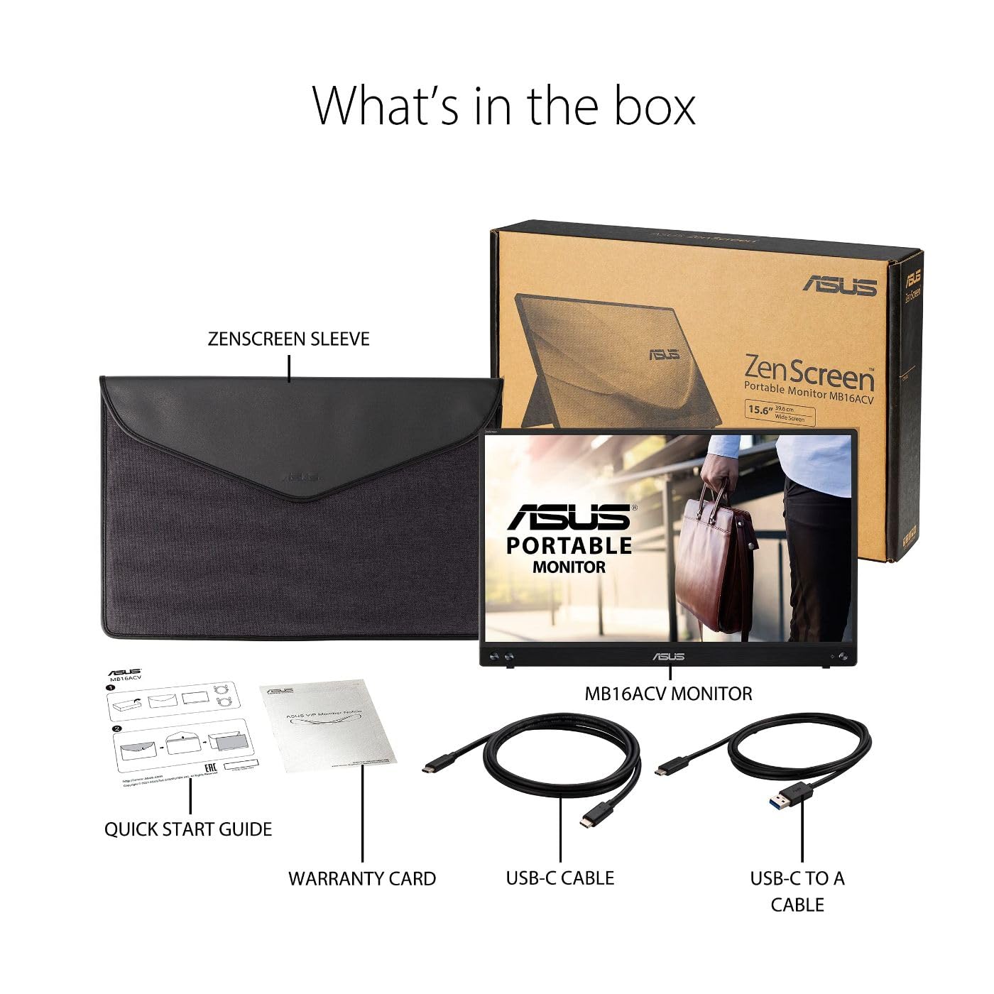 Asus ZenScreen MB16ACV 15.6" 16:9 Full HD IPS LED Monitor USB portátil