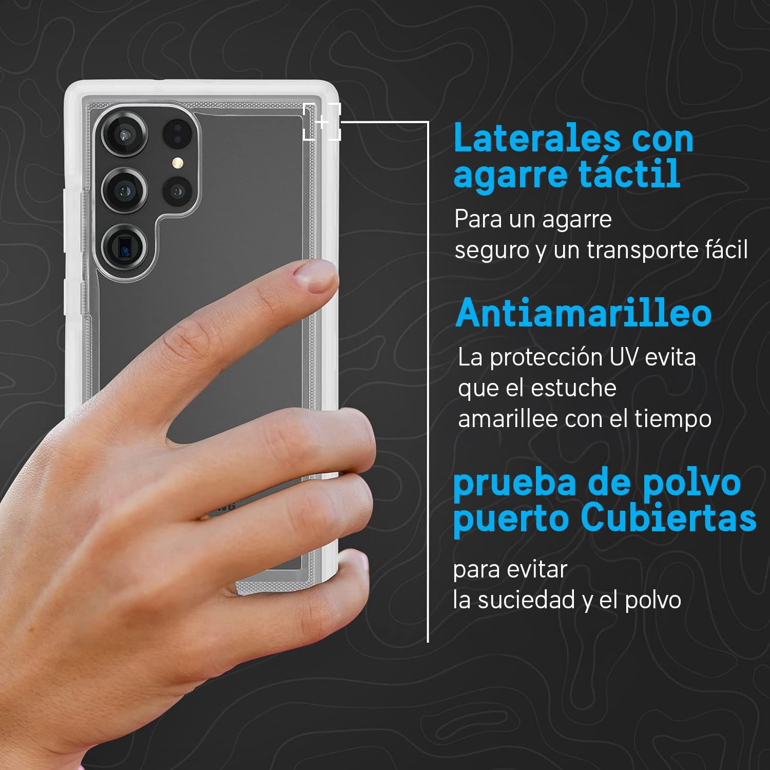 Funda con Clip para cinturón Pelican Voyager Transparente con protección de Grado Militar para Samsung Galaxy S23 Ultra Compatible con Carga inalámbrica