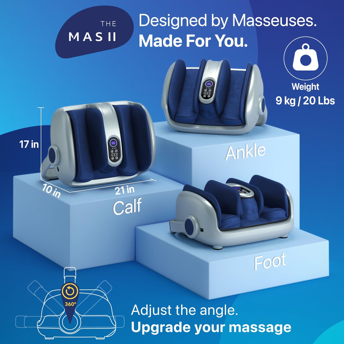 Masajeador de Pies Miko Shiatsu Gris con Amasado Profundo y Terapia de Calor para Mejorar Circulación