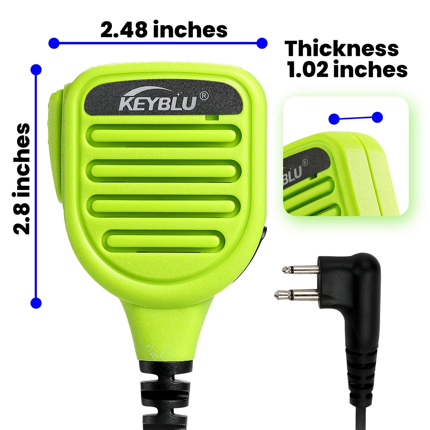 KEYBLU - Micrófono de bocina de hombro CP200D, radio de dos vías, de dos pines, impermeable, con conector de audio de 3.5 mm, compatible con walkie talkie Motorola CP200, CLS1410, CLS1110 y RDM2070D (para Motorola, verde).