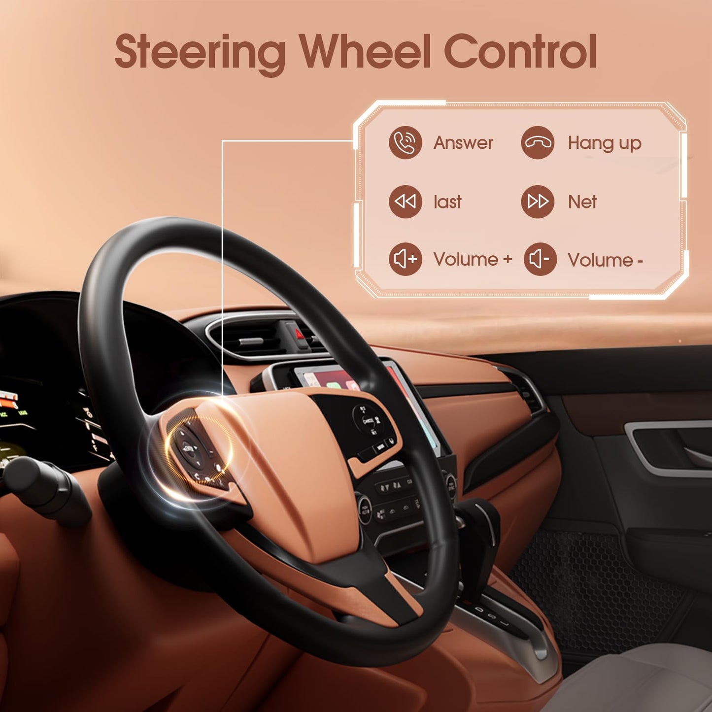 Haudio Estéreo de coche doble din, visualización táctil HD de 7 pulgadas con Apple Carplay y Android Auto, enlace espejo, Bluetooth 5.4, SWC, subwoofer, 5.1 CHN, cámara de respaldo, 2+64 GB, receptor