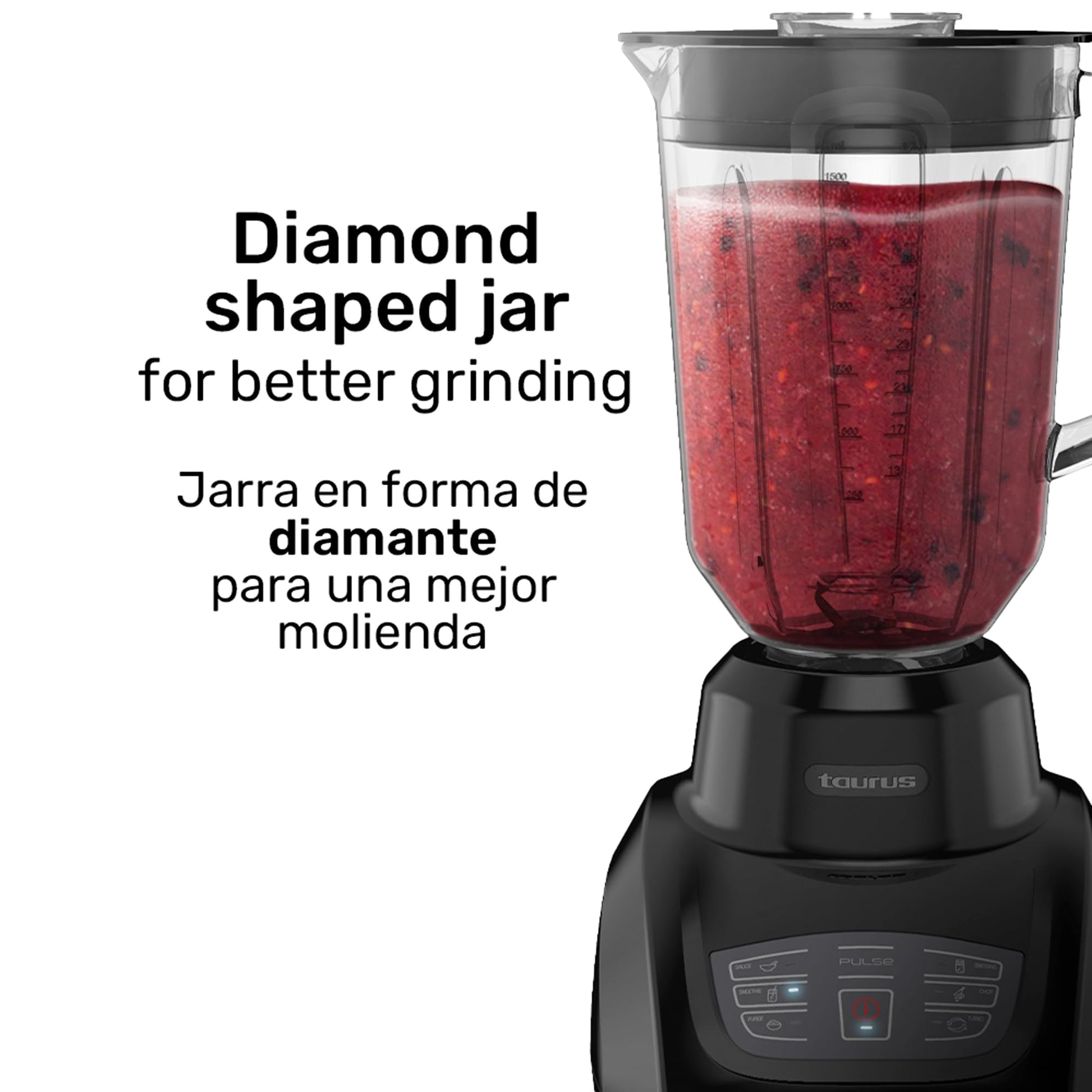 Licuadora Taurus Sevilla Vidrio Touch 1.5L 550 Watts 5 Programas Turbo Pulso LED EASY-FIT