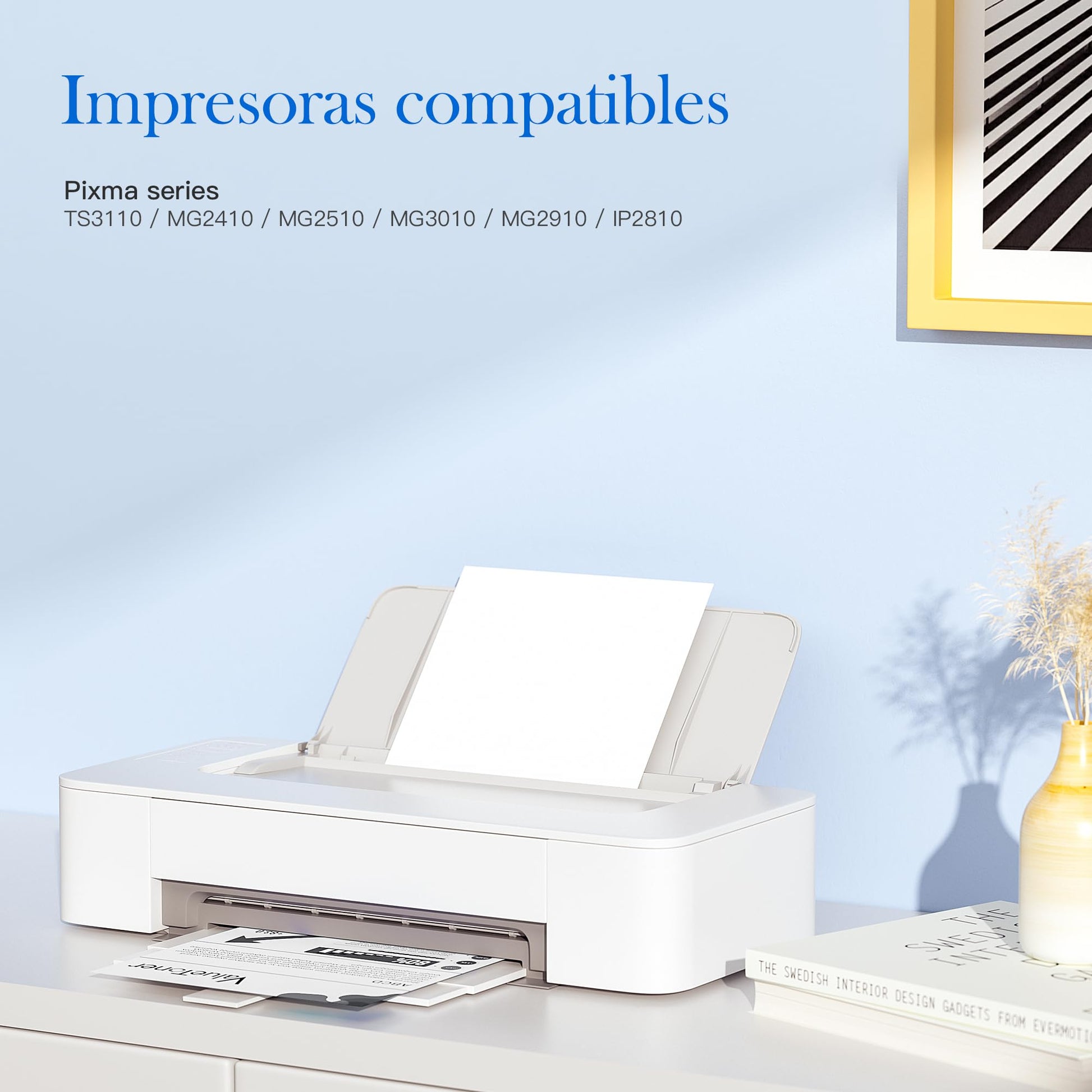 Cartucho de Tinta Valuetoner Negro Remanufacturado Compatible con Canon Pixma TS3110 MG2410 MG2510 MG3010 MG2910 IP2810