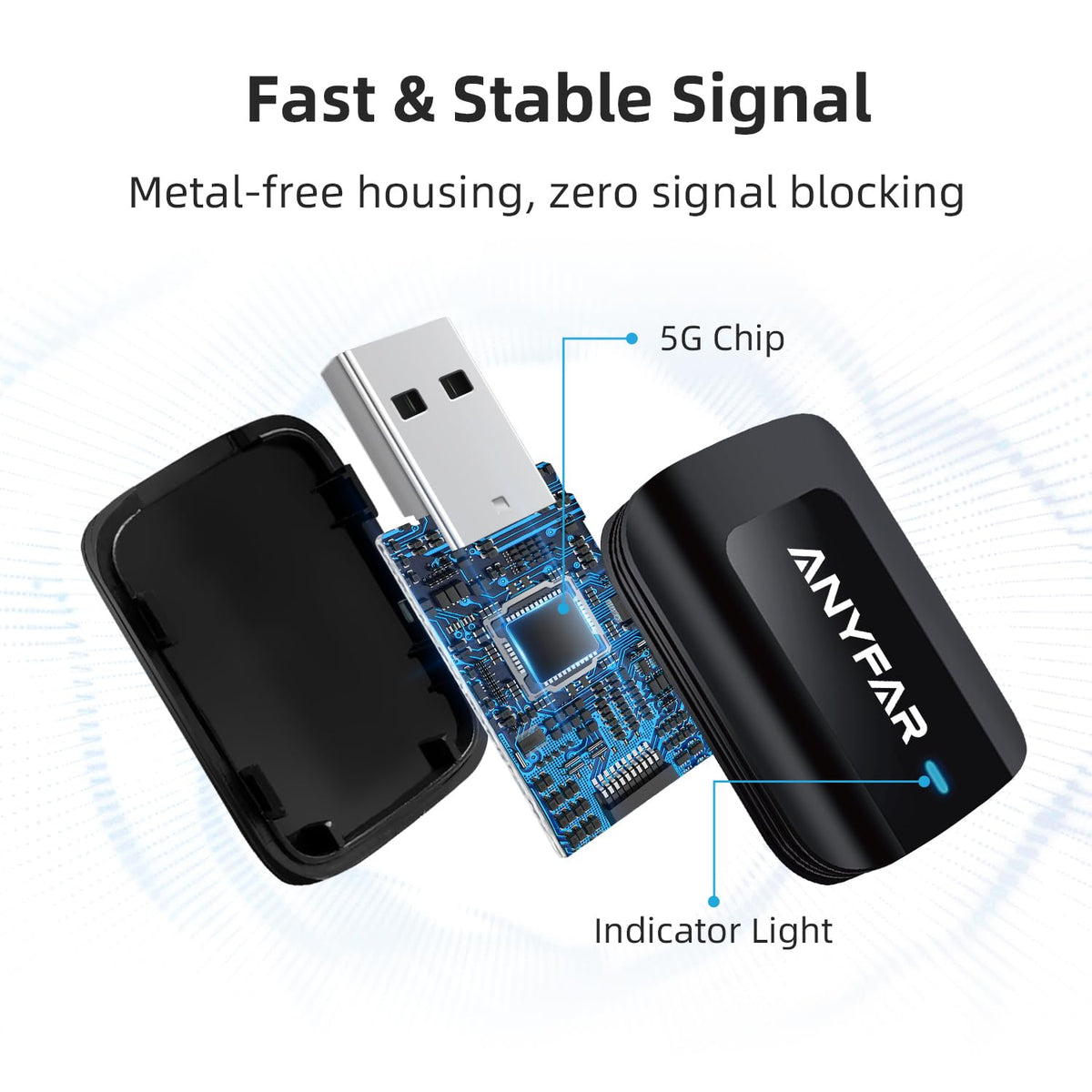 Adaptador Automático Inalámbrico ANYFAR C5 CarPlay y Android 2 en 1