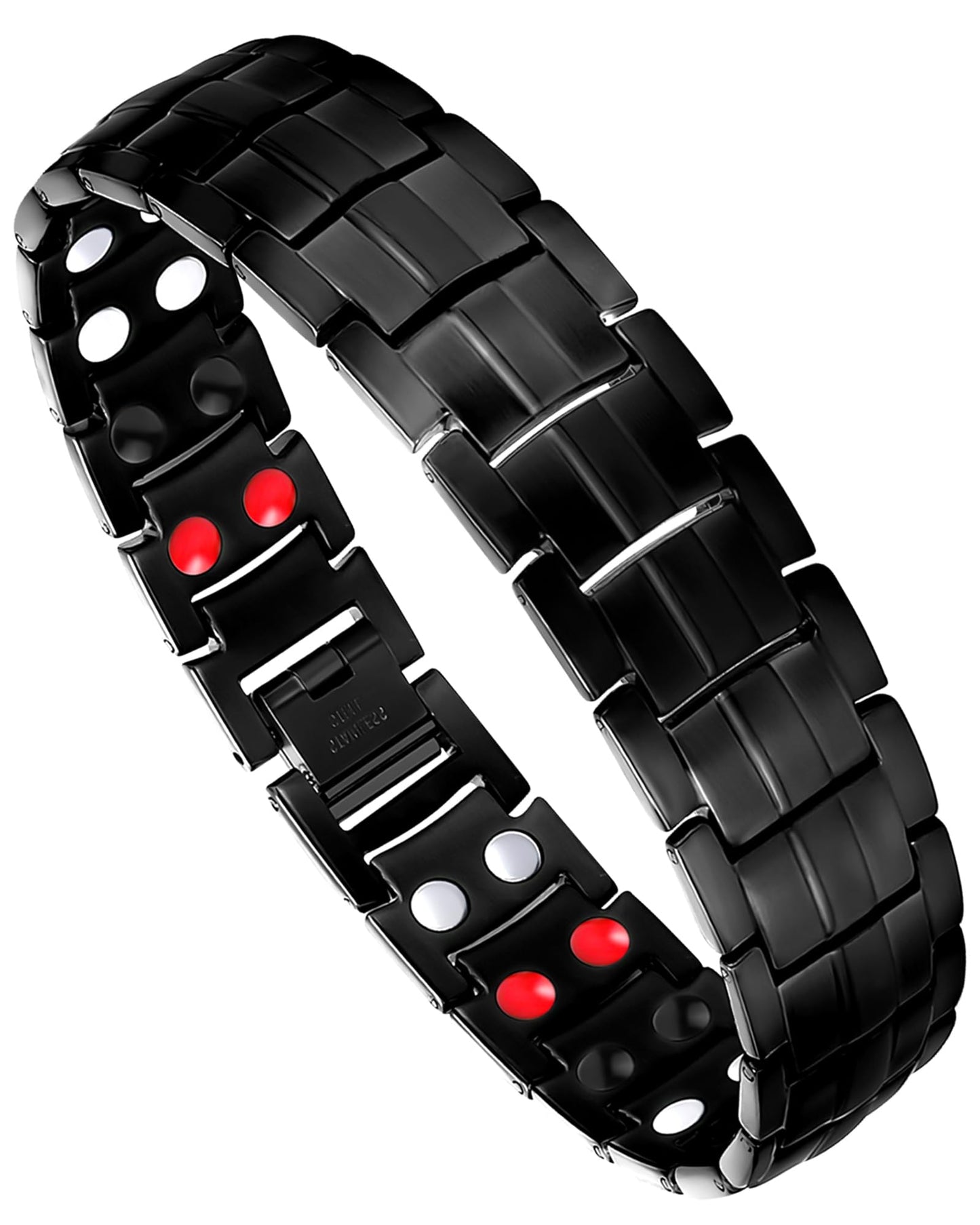Pulsera Magnética Feraco Acero Titanio con Doble Fila para Hombre