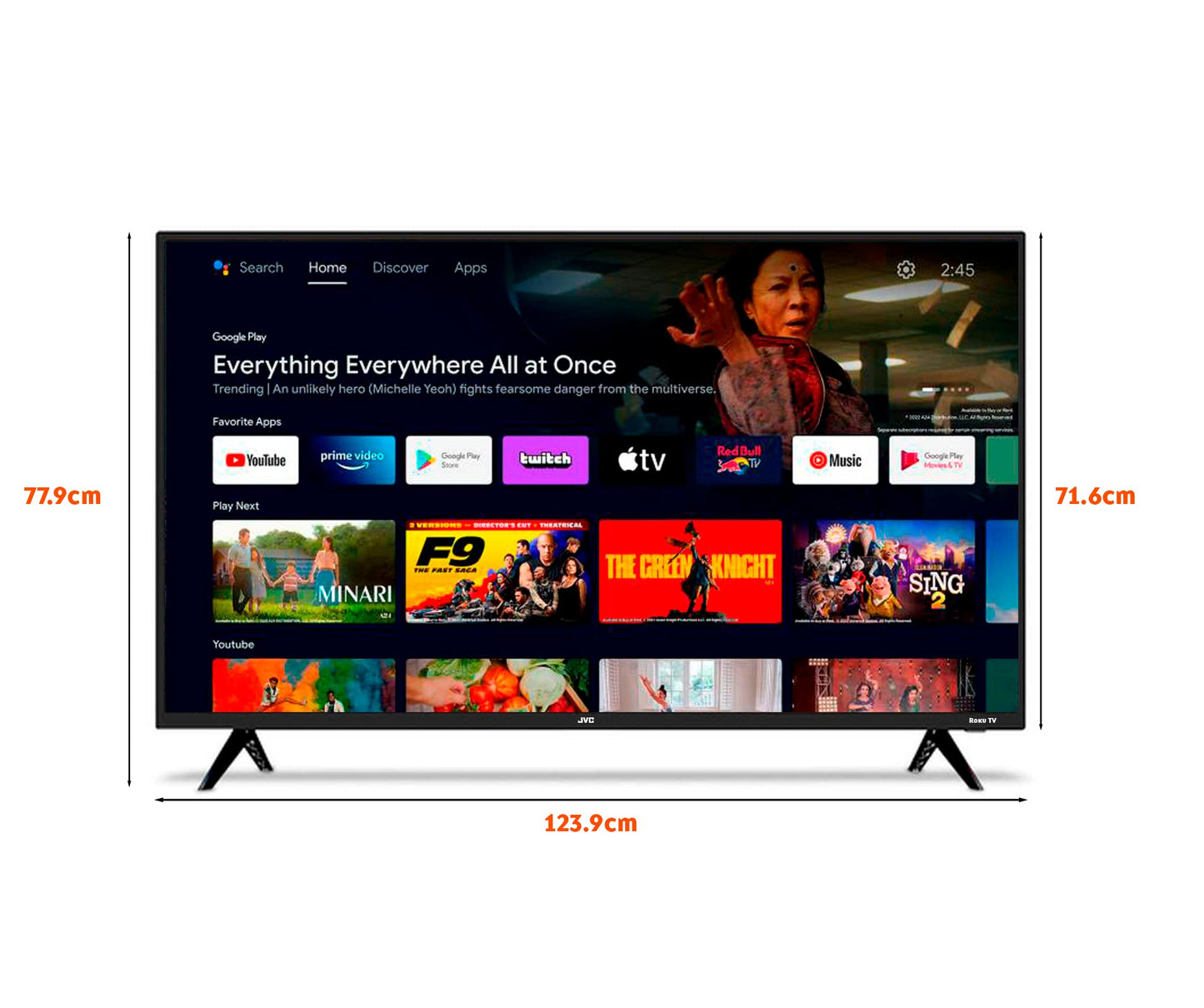 Pantalla UHD 4K JVC 55 Pulgadas Roku TV
